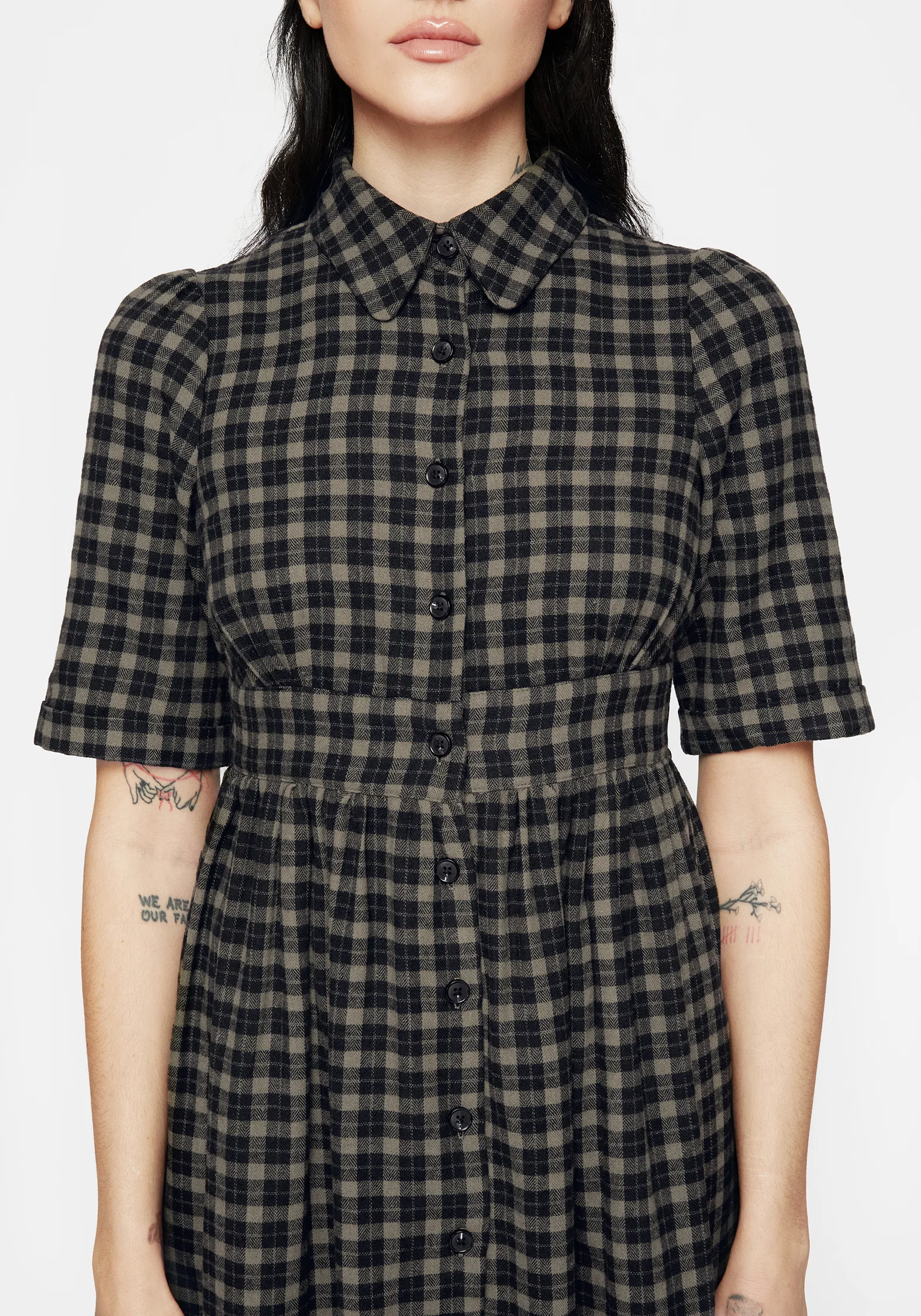 Terra Midi Smock Shirt Dress - Olive - Image 2