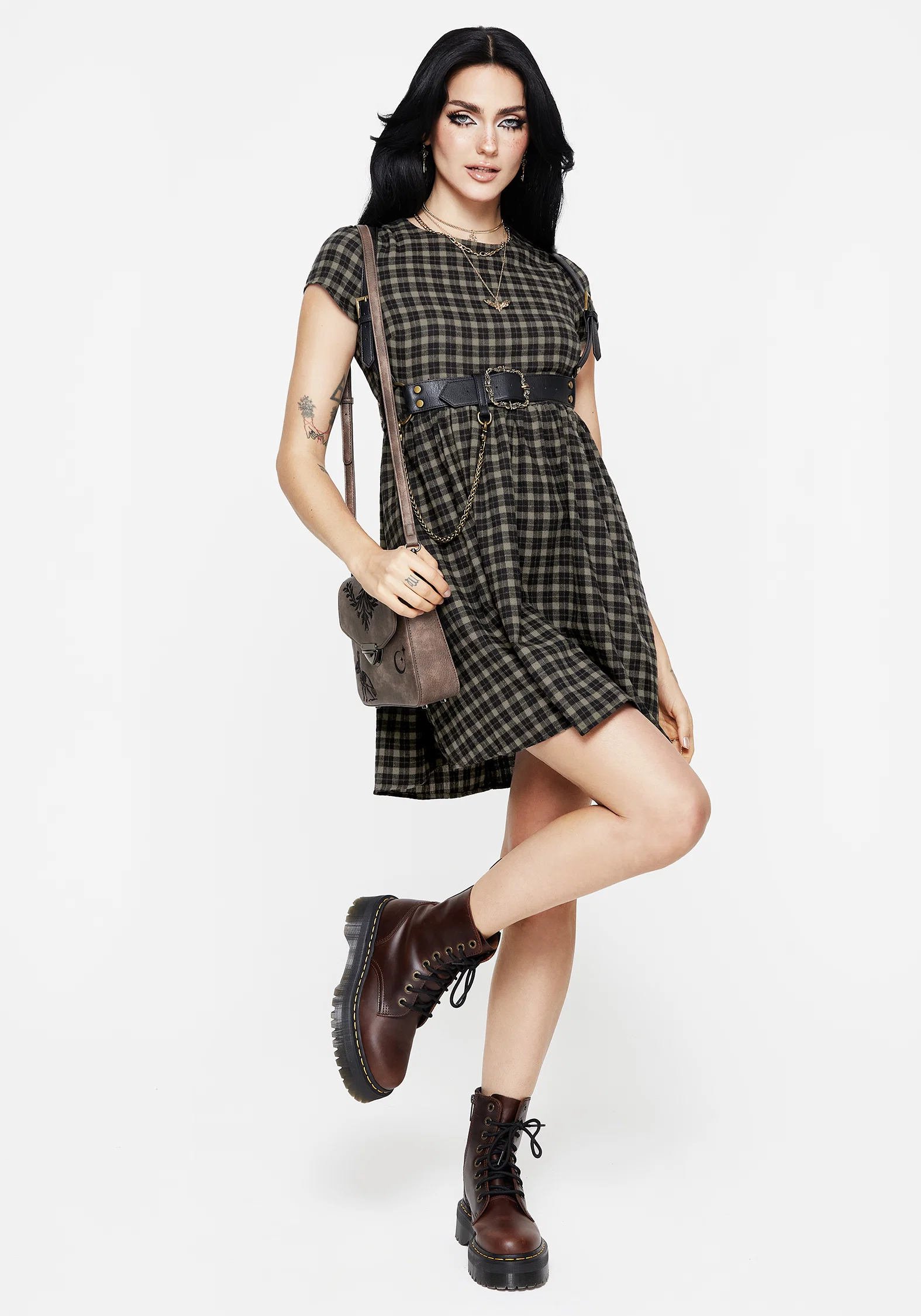 Terra Mini Smock Dress - Olive - Image 6