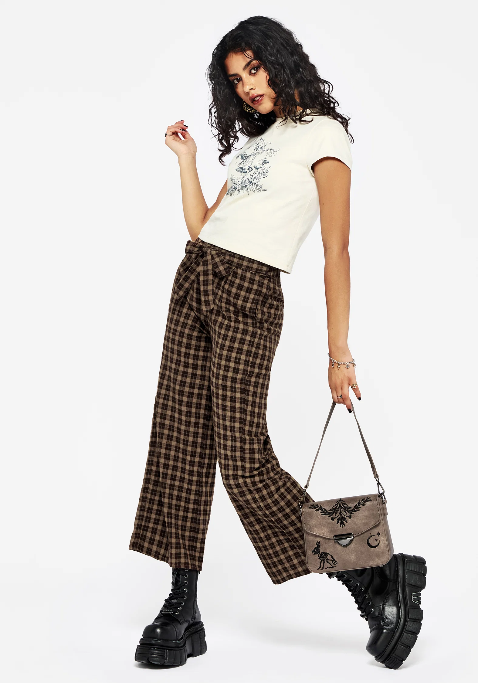 Terra Wide Leg Culotte Trouser - Brown - Image 5