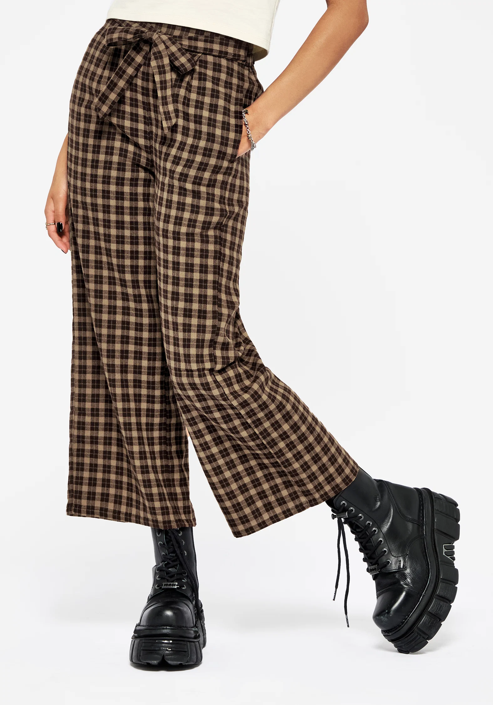 Terra Wide Leg Culotte Trouser - Brown - Image 6