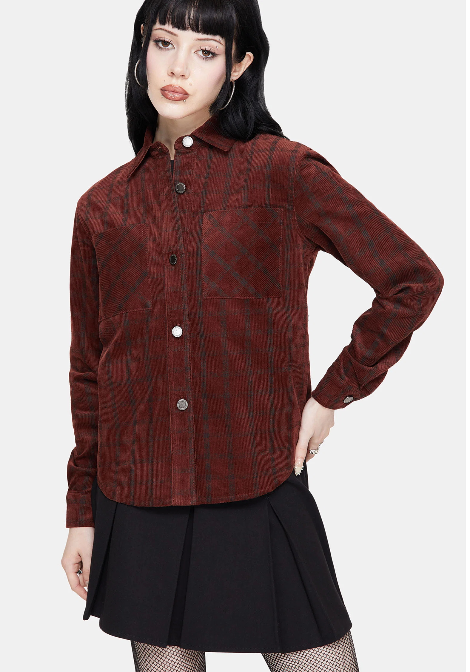 Terracotta Check Cord Shirt - Image 5