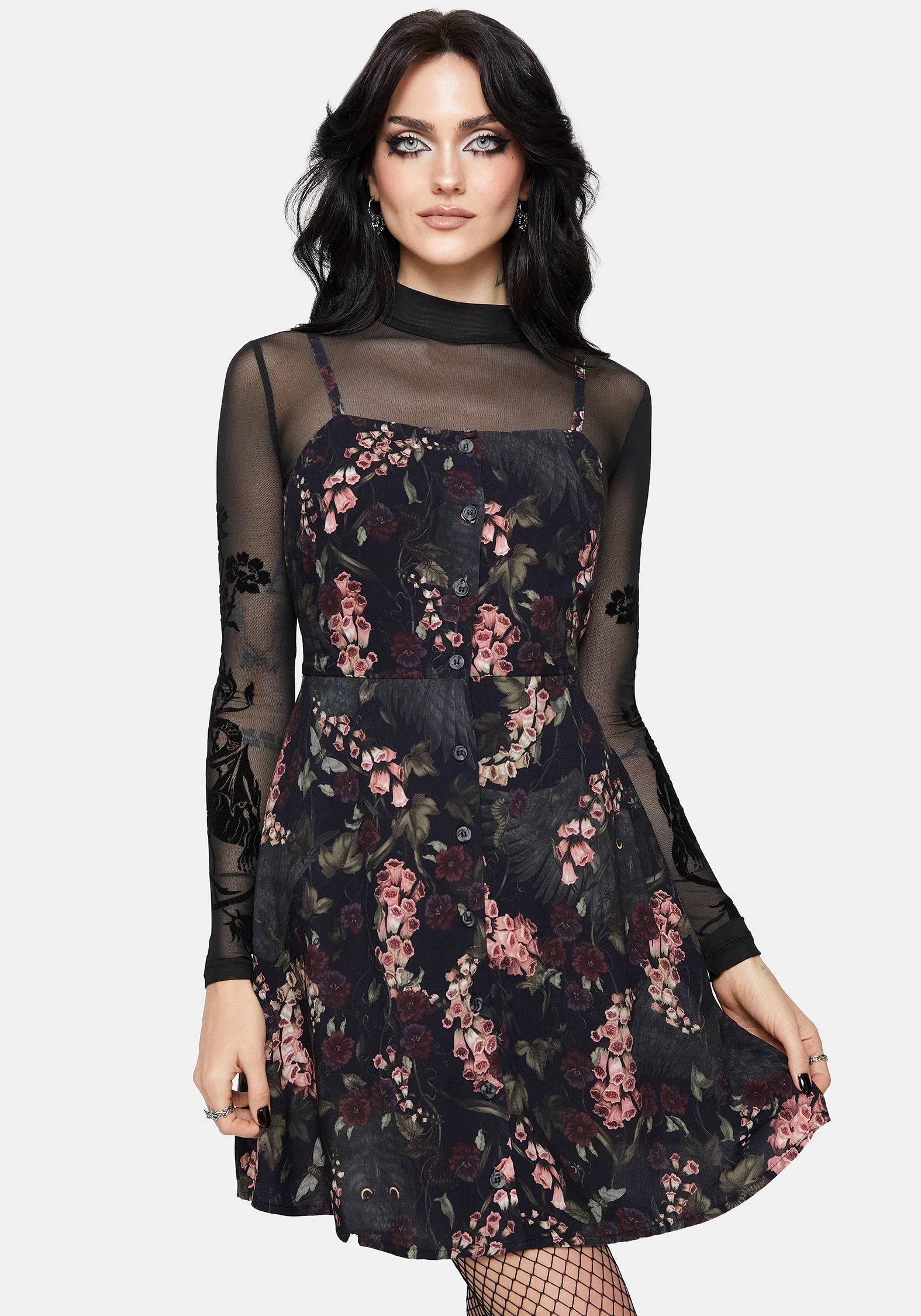 Tessa Flocked Mesh Long Sleeved Bodysuit - Image 8