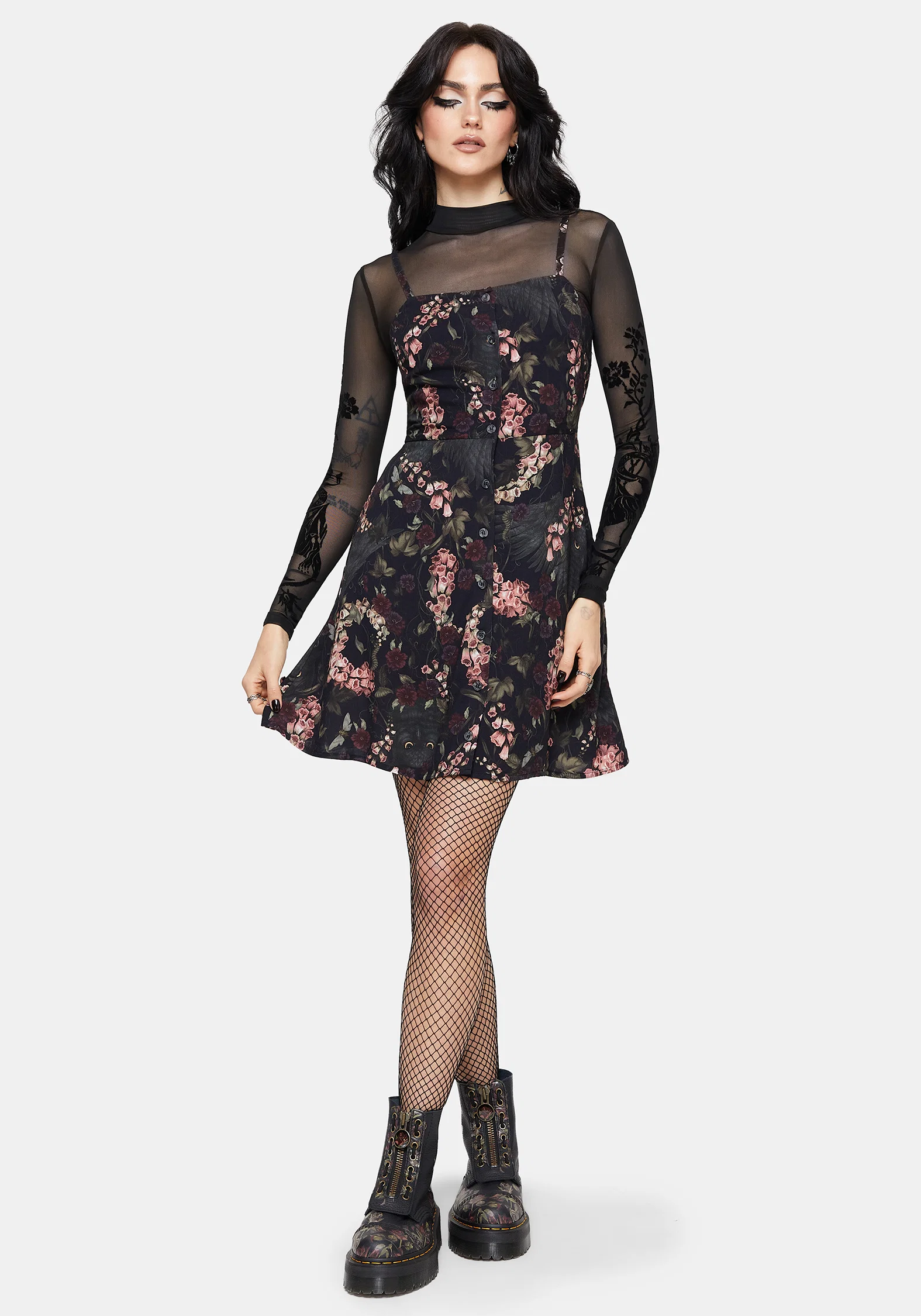 Tessa Flocked Mesh Long Sleeved Bodysuit - Image 9