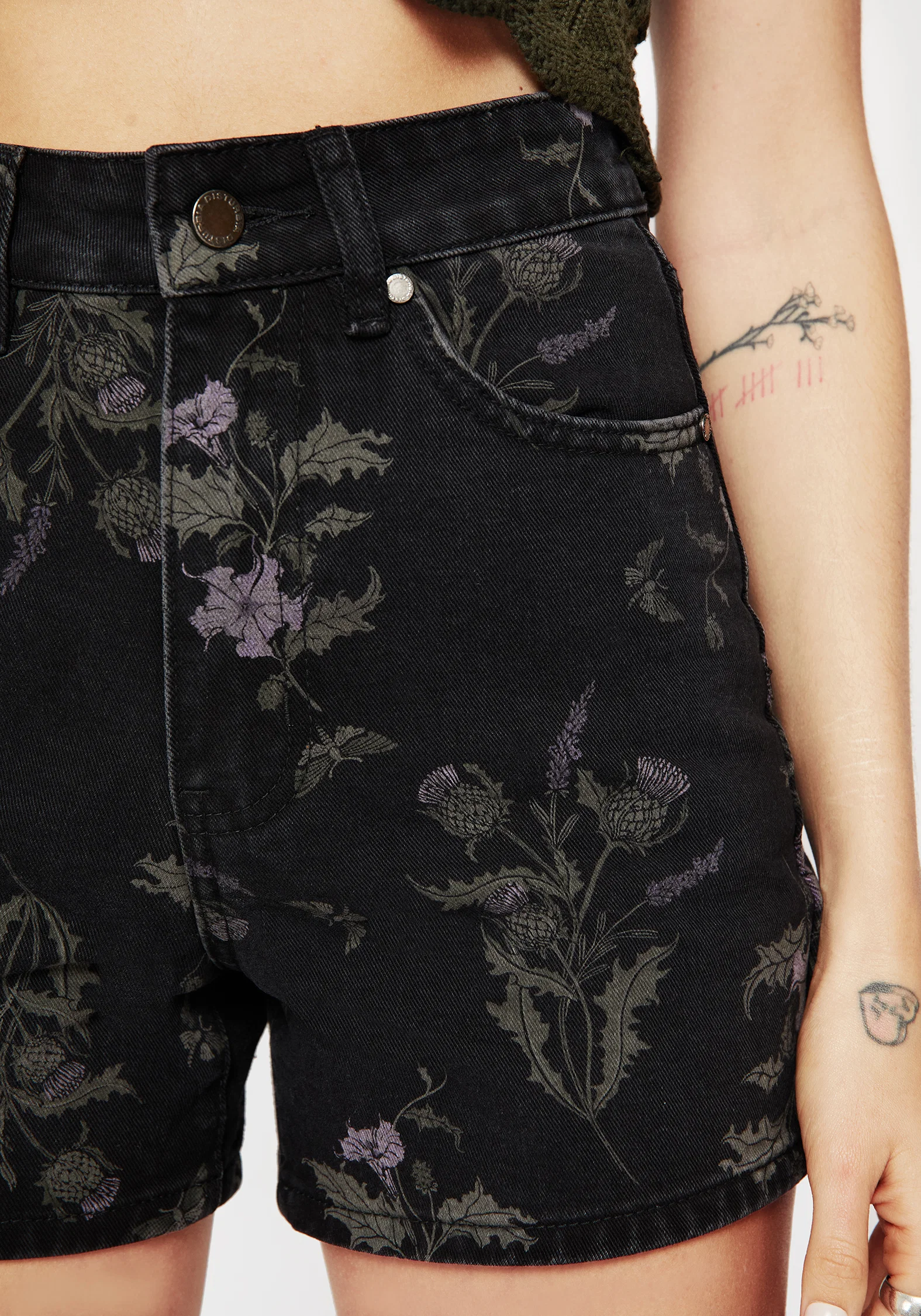 Thistle Floral Print Denim Shorts - Image 2