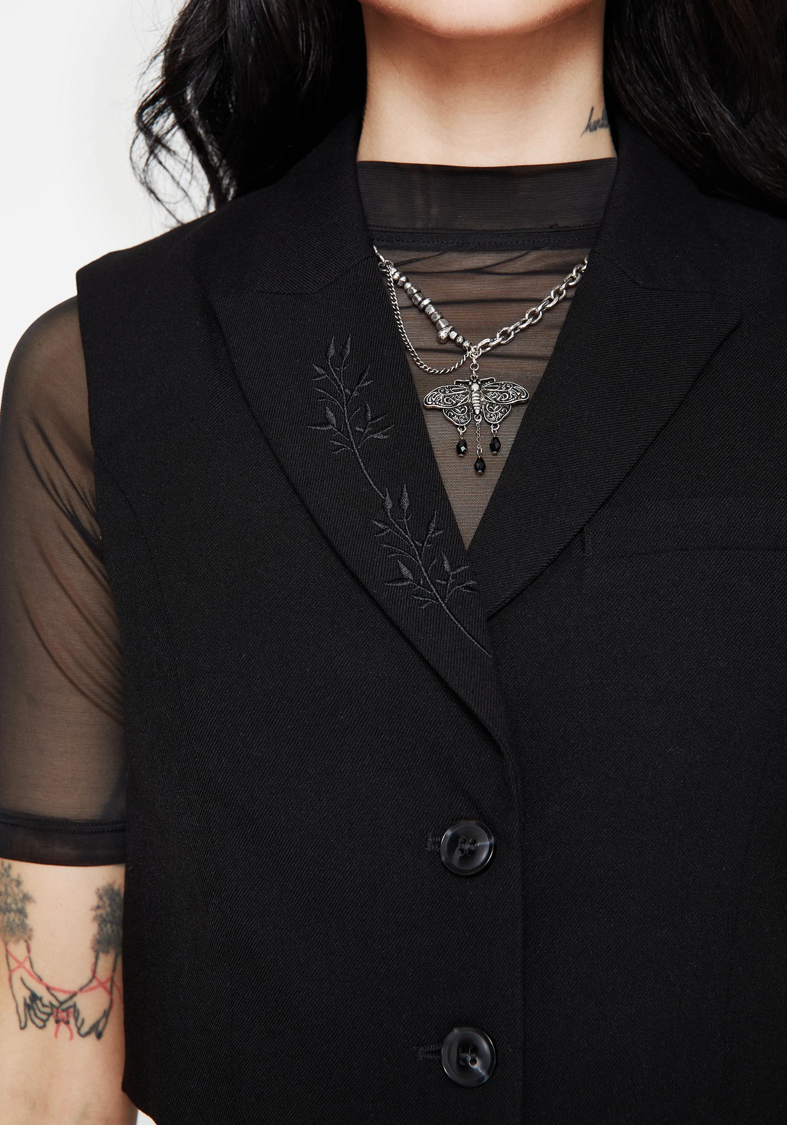 Thora Embroidered Crop Waistcoat - Image 2