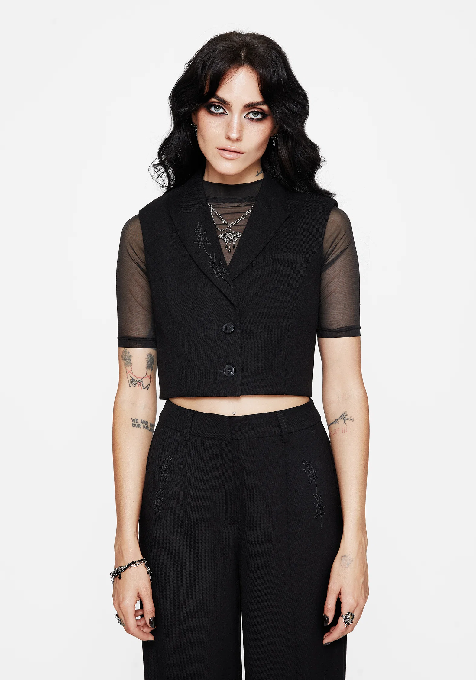 Thora Embroidered Crop Waistcoat - Image 7