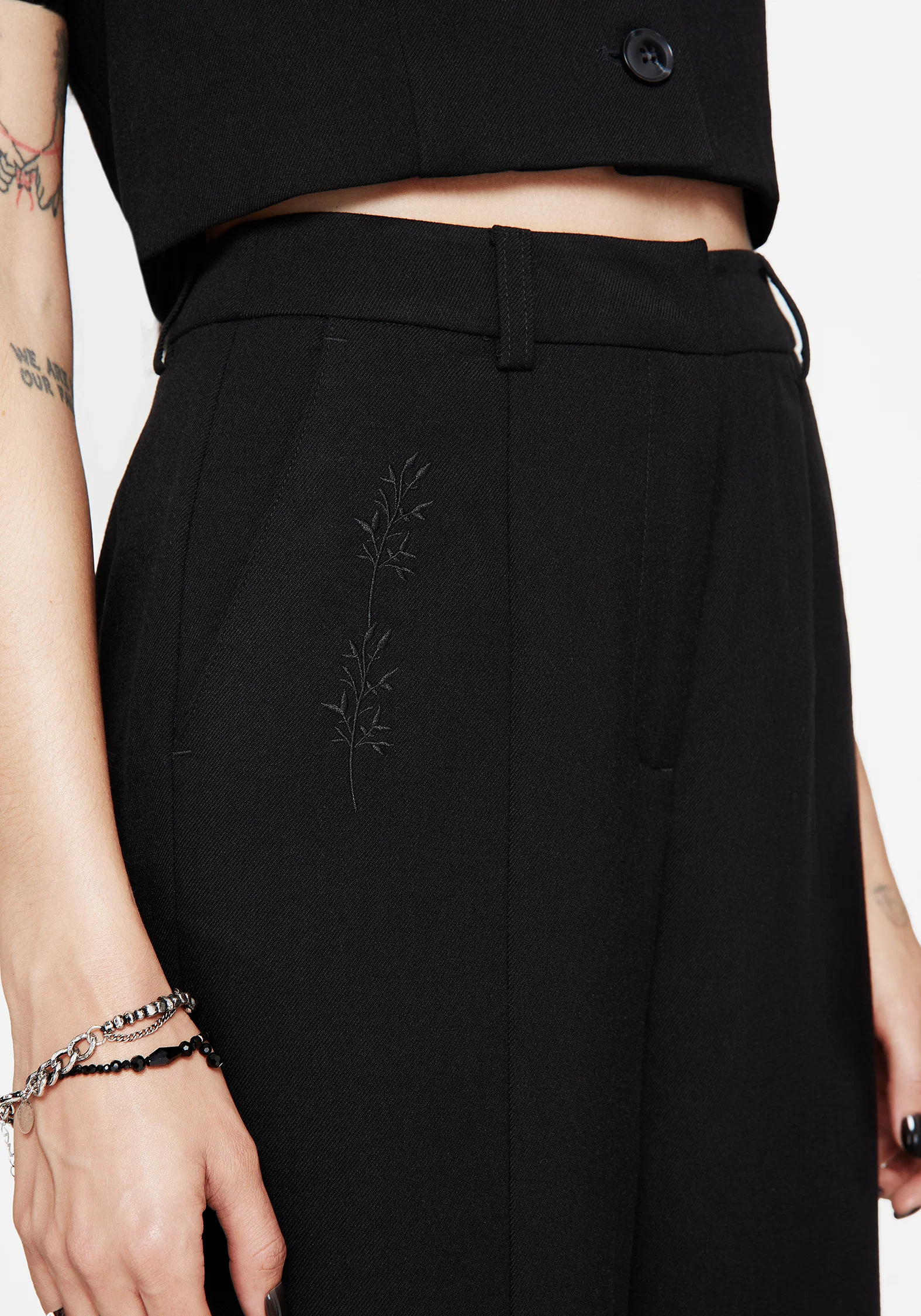 Thora Embroidered Front Split Tailored Trouser - Image 2