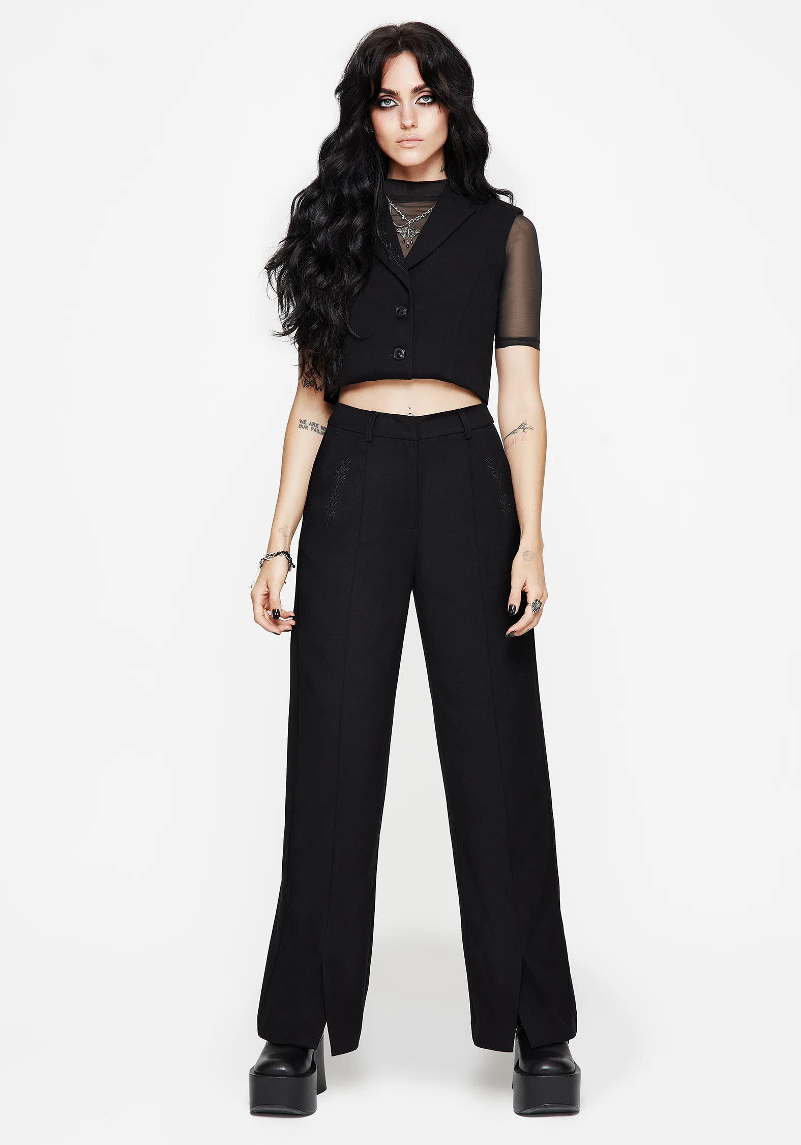 Thora Embroidered Front Split Tailored Trouser - Image 7