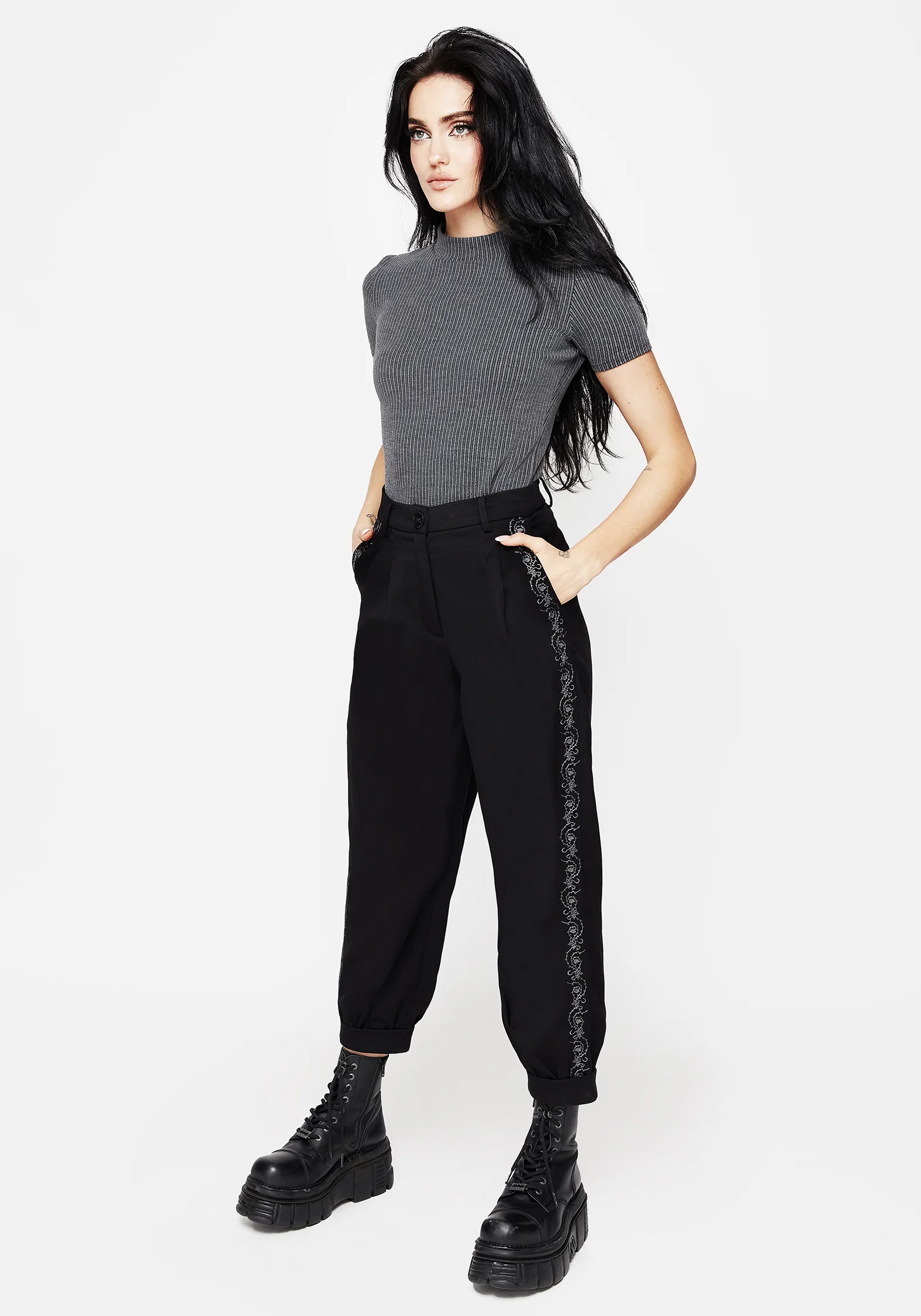 Rosethorn Embroidered Balloon Trousers - Image 6