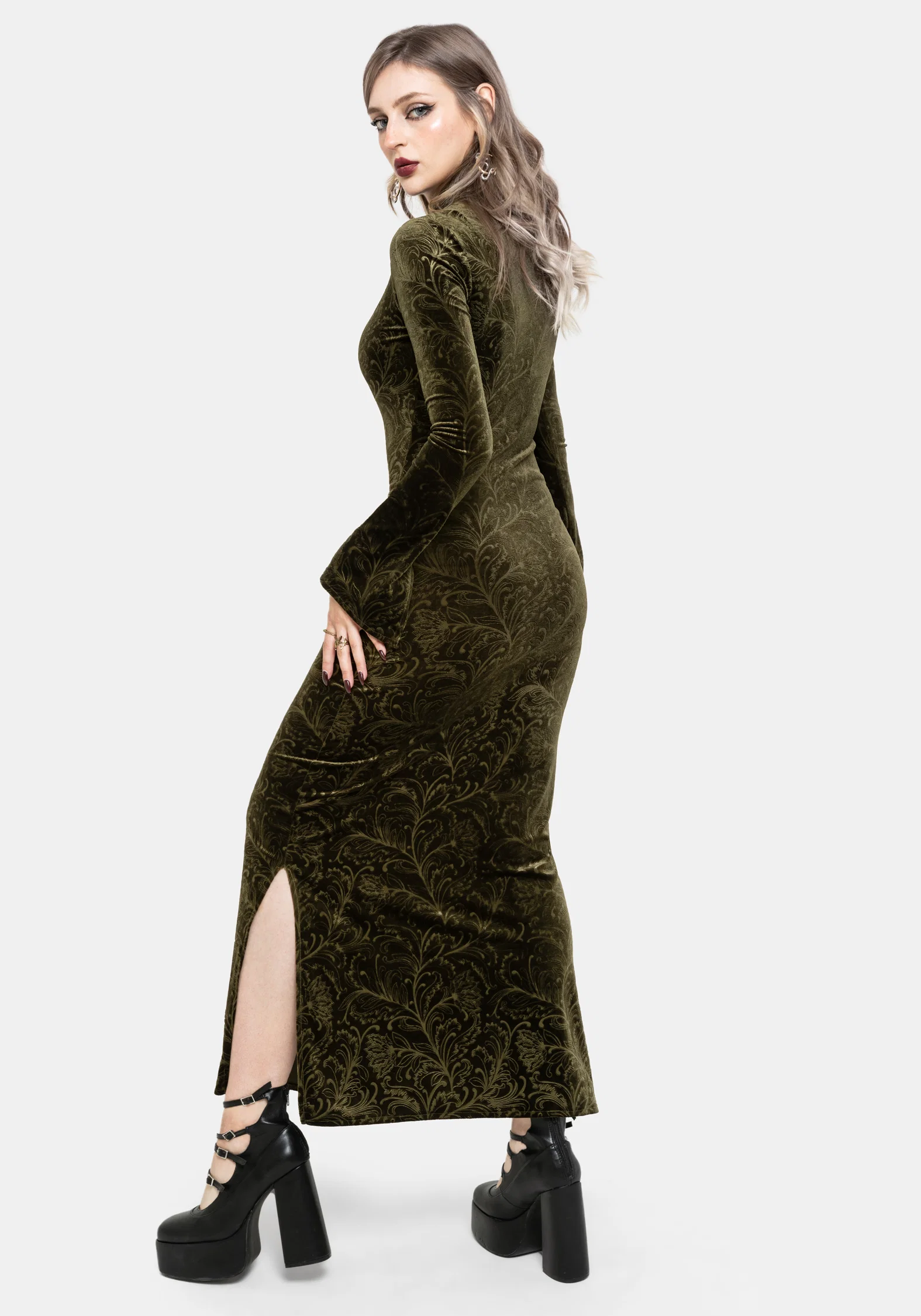Thornshade Debossed Velour Maxi Dress - Image 3