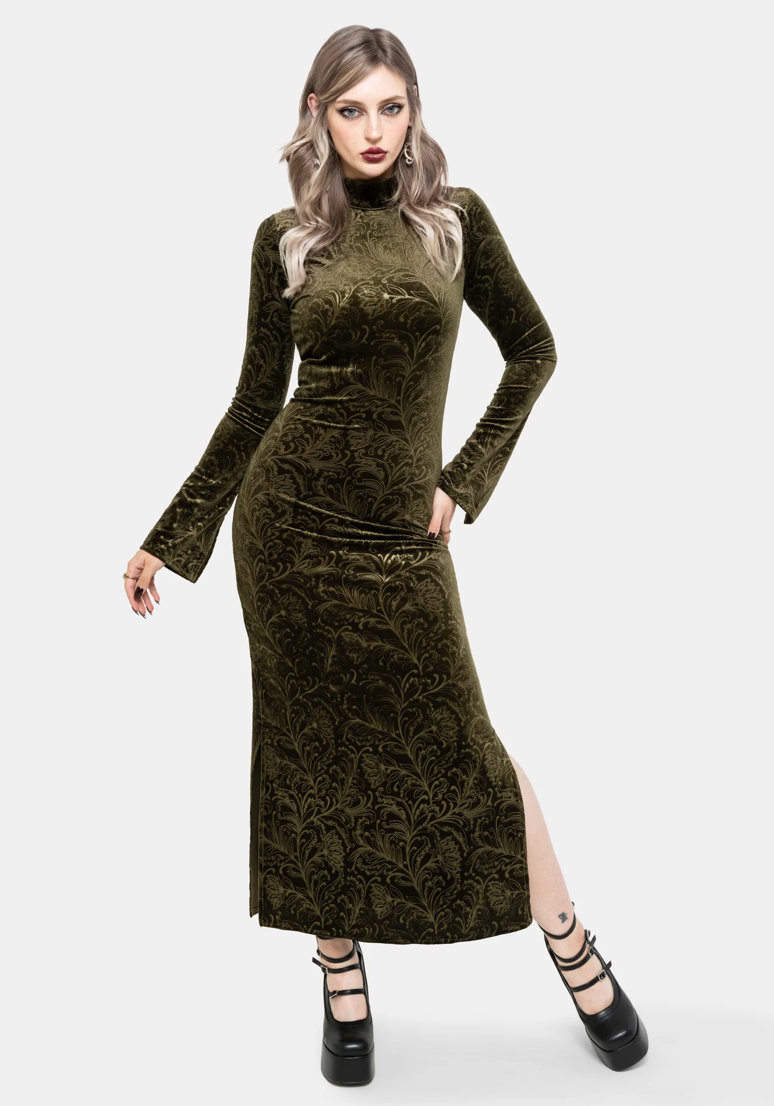 Thornshade Debossed Velour Maxi Dress - Image 4