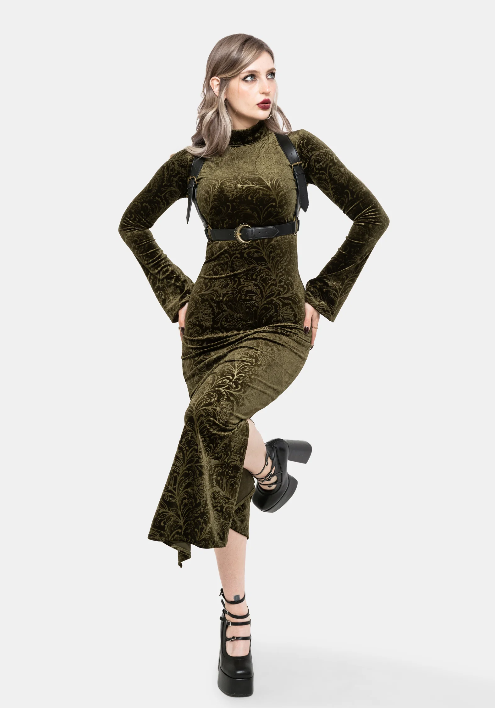 Thornshade Debossed Velour Maxi Dress - Image 6