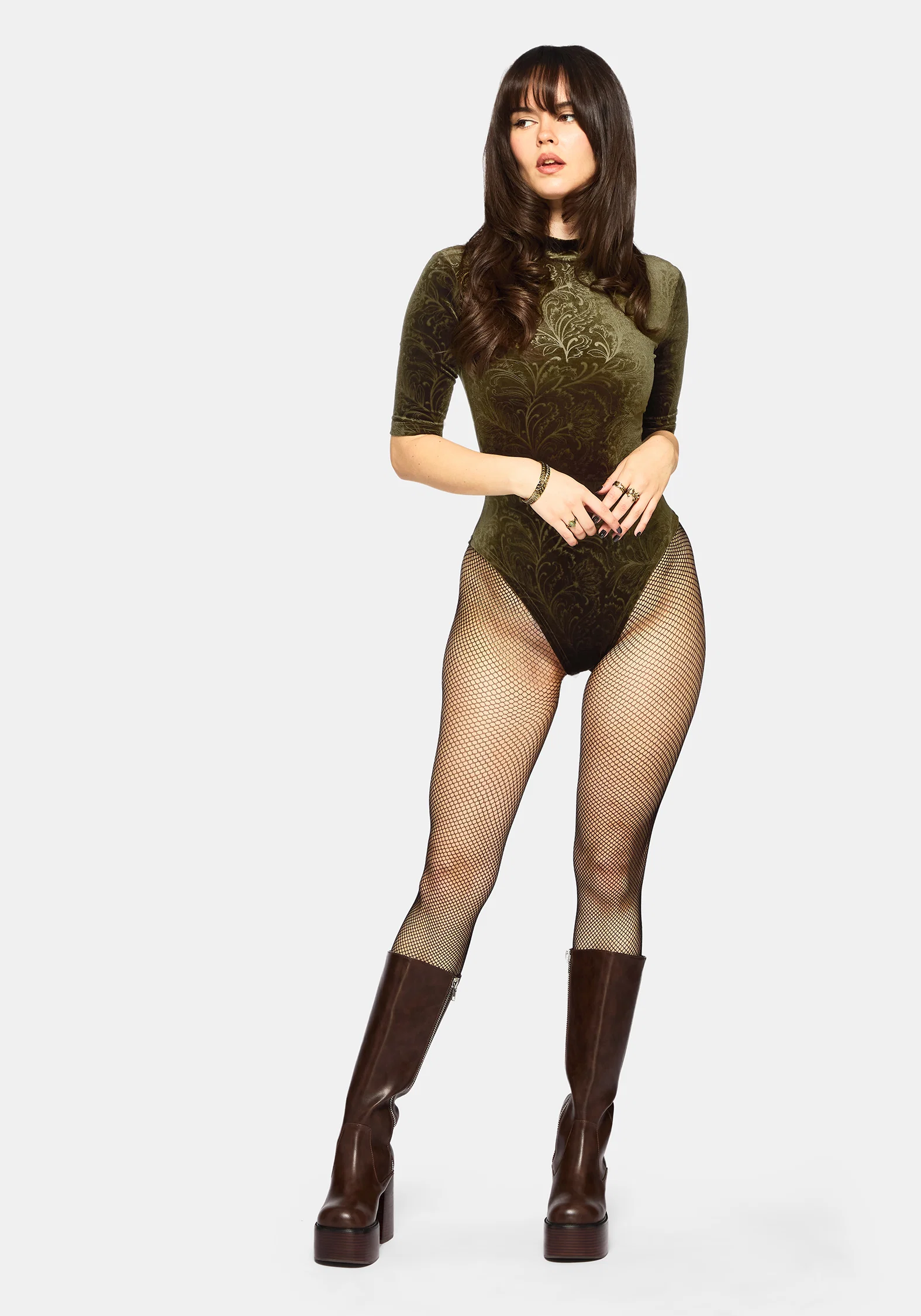 Thornshade High Neck Velour Bodysuit - Image 5