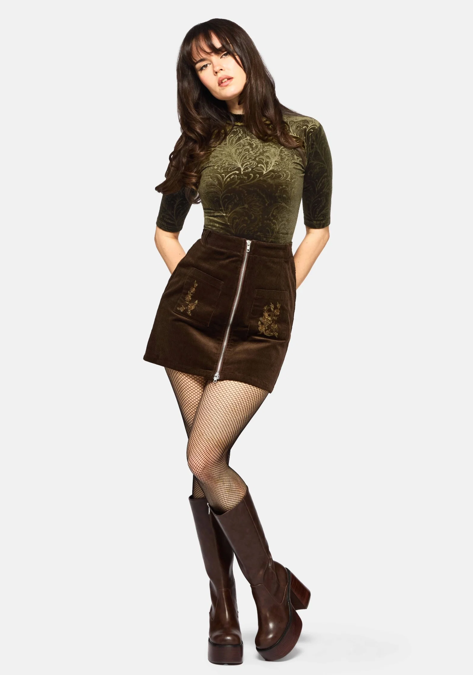 Thornshade High Neck Velour Bodysuit - Image 6