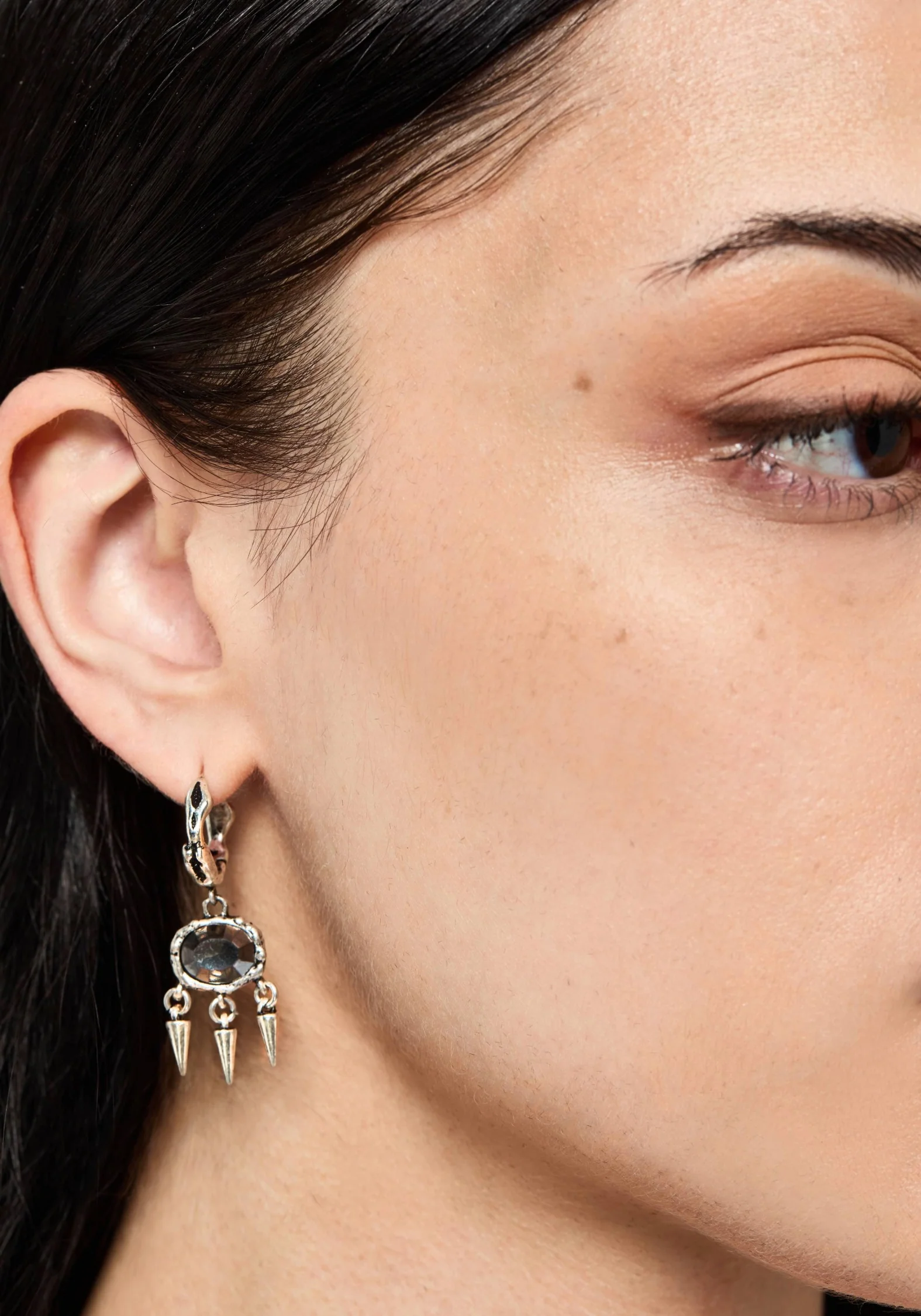 Threx Spike Drop Hoop Earrings - Image 2
