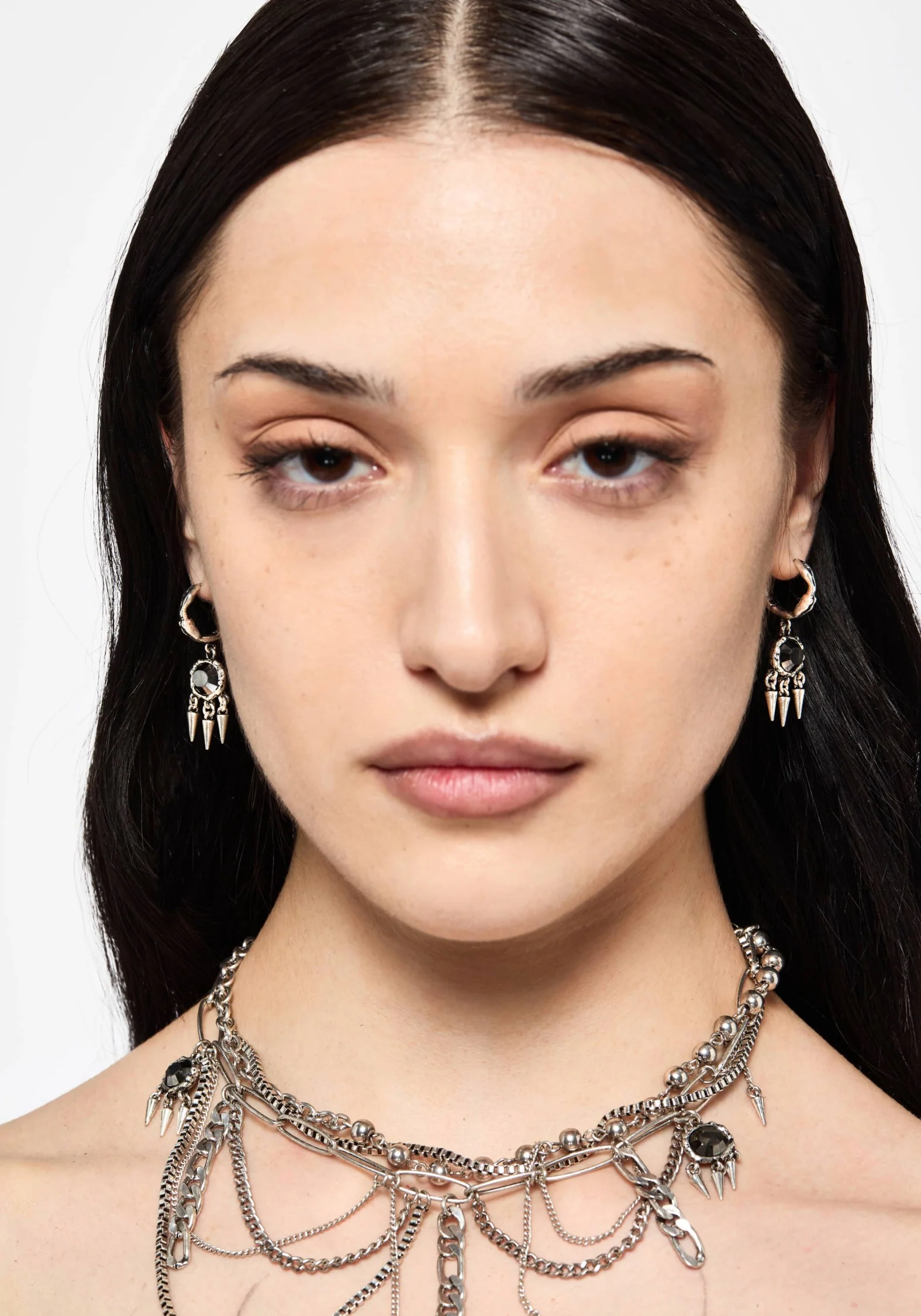 Threx Spike Drop Hoop Earrings - Image 3