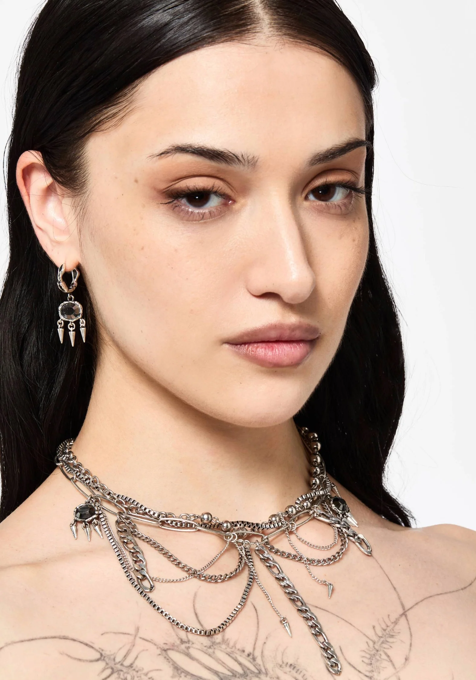 Threx Spike Drop Hoop Earrings - Image 5
