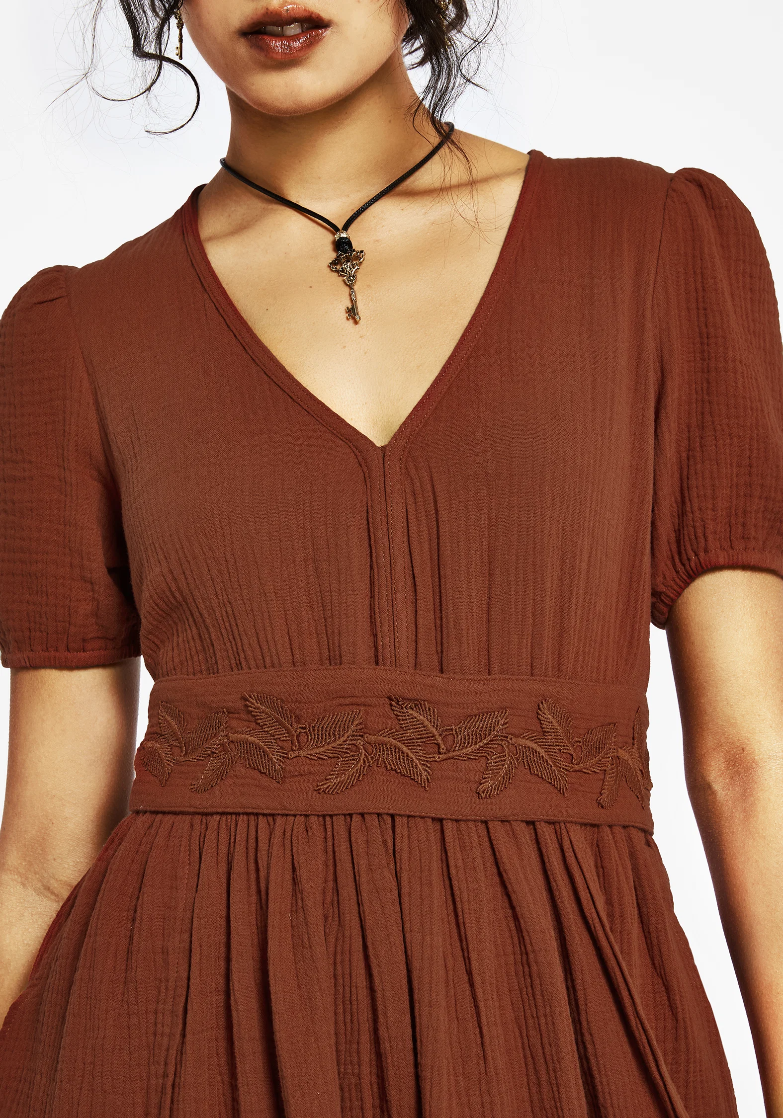 Tiana Cotton Applique Trim Midi Dress - Image 5
