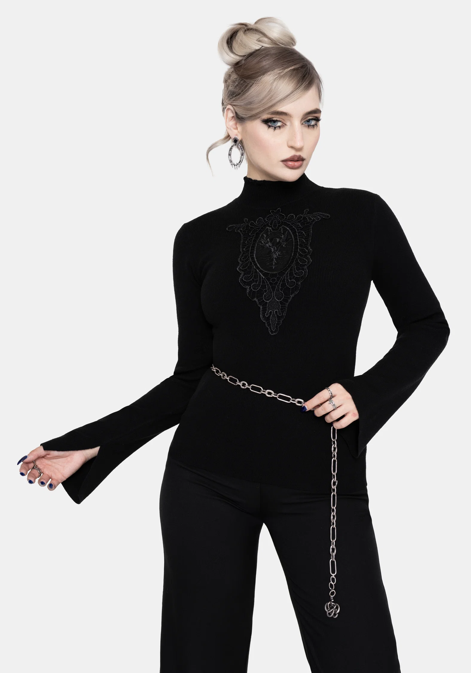 Torquil Bodice Lace Ribbed Knit Jumper - Image 4