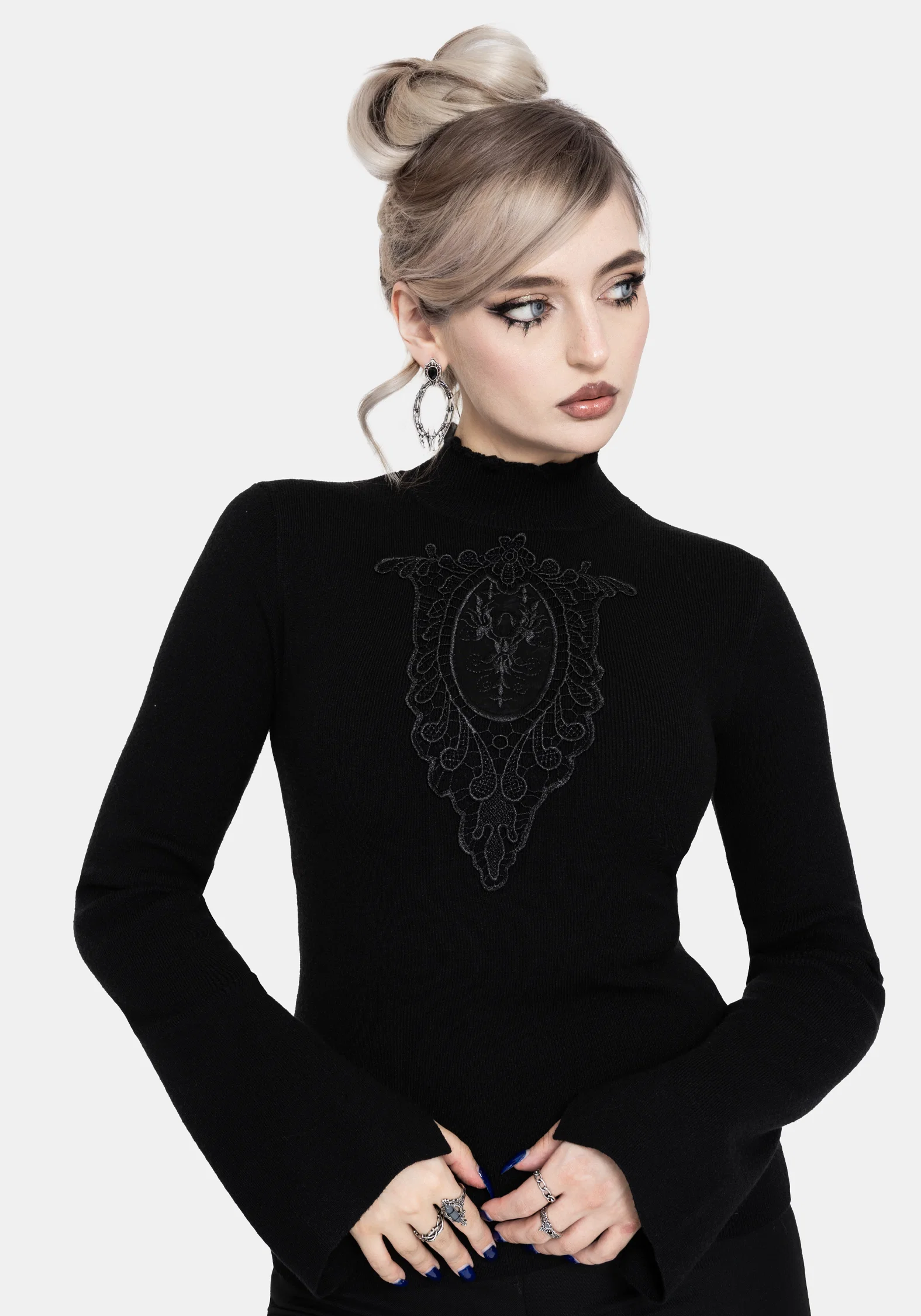 Torquil Bodice Lace Ribbed Knit Jumper - Image 5