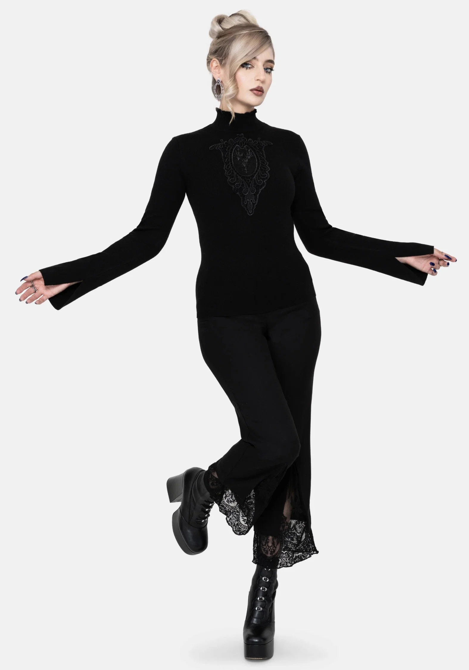 Torquil Bodice Lace Ribbed Knit Jumper - Image 6