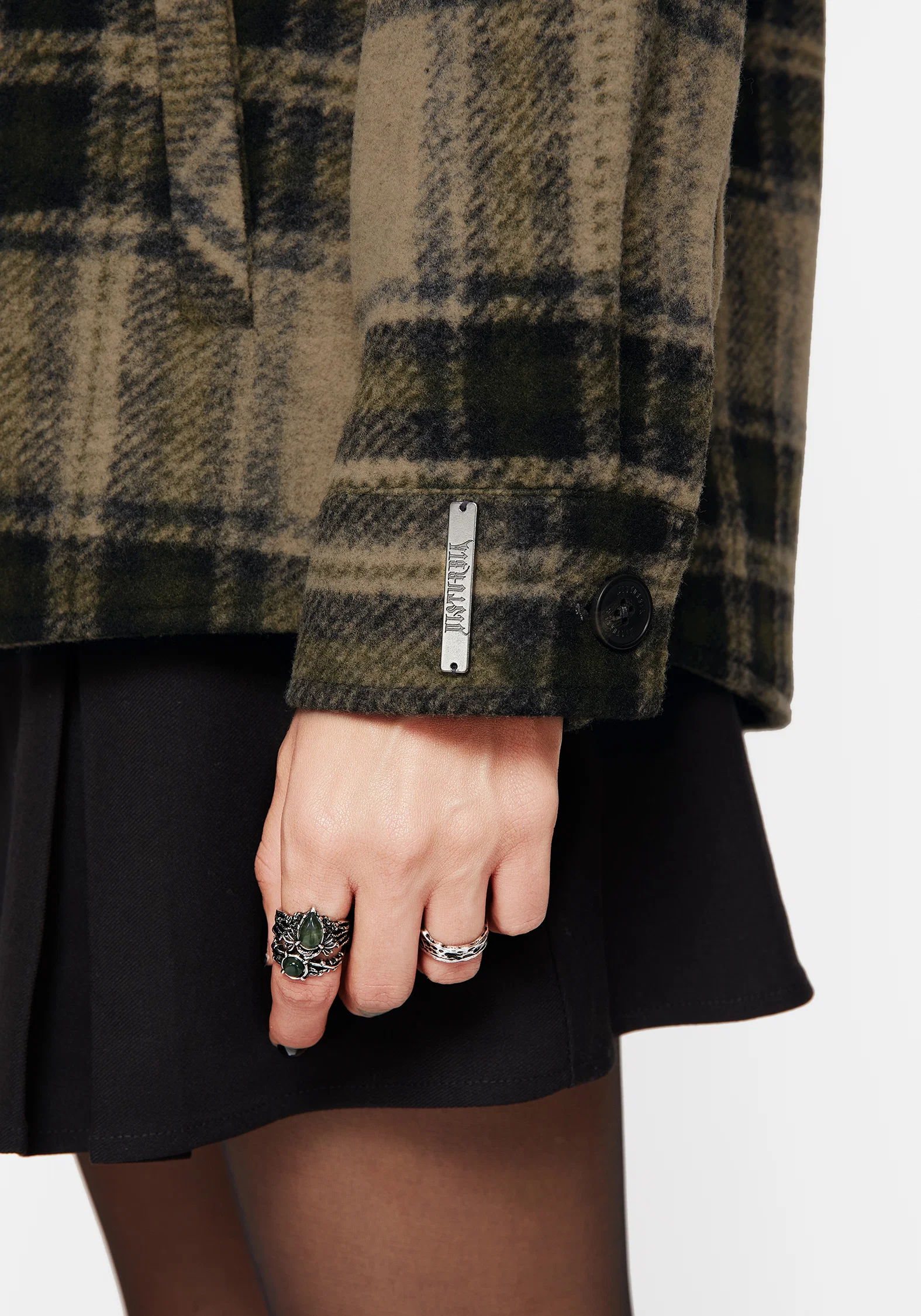Trellis Hooded Pocket Check Shacket - Green - Image 5