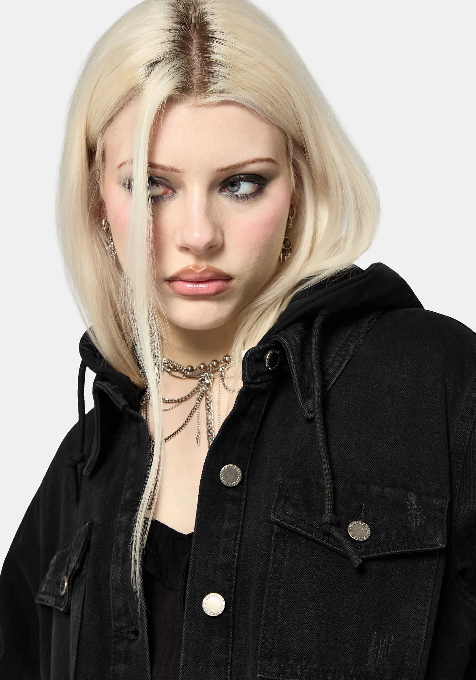 Trellis Hooded Pocket Denim Shacket - Image 5