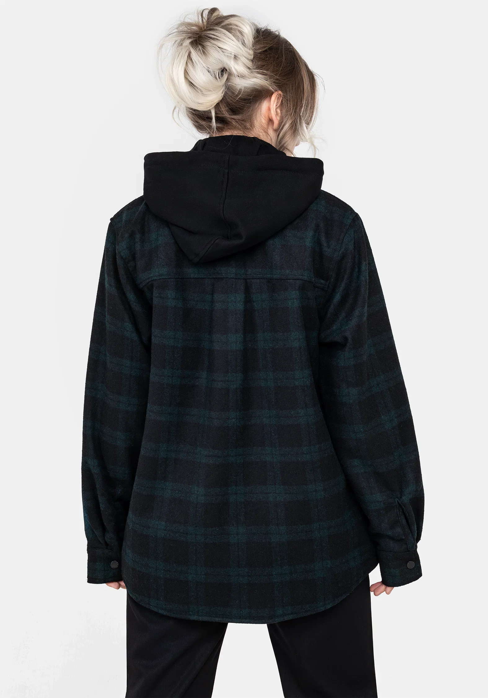 Trellis Hooded Pocket Wool Blend Check Shacket - Image 3