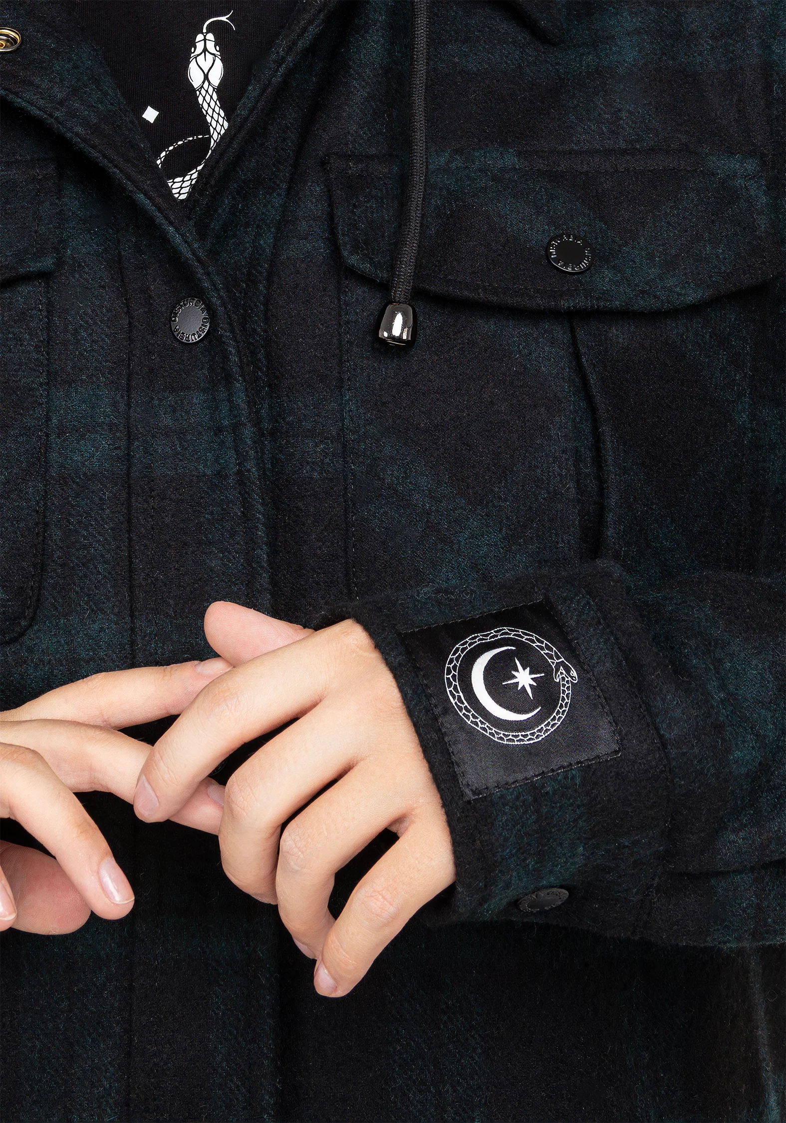 Trellis Hooded Pocket Wool Blend Check Shacket - Image 7