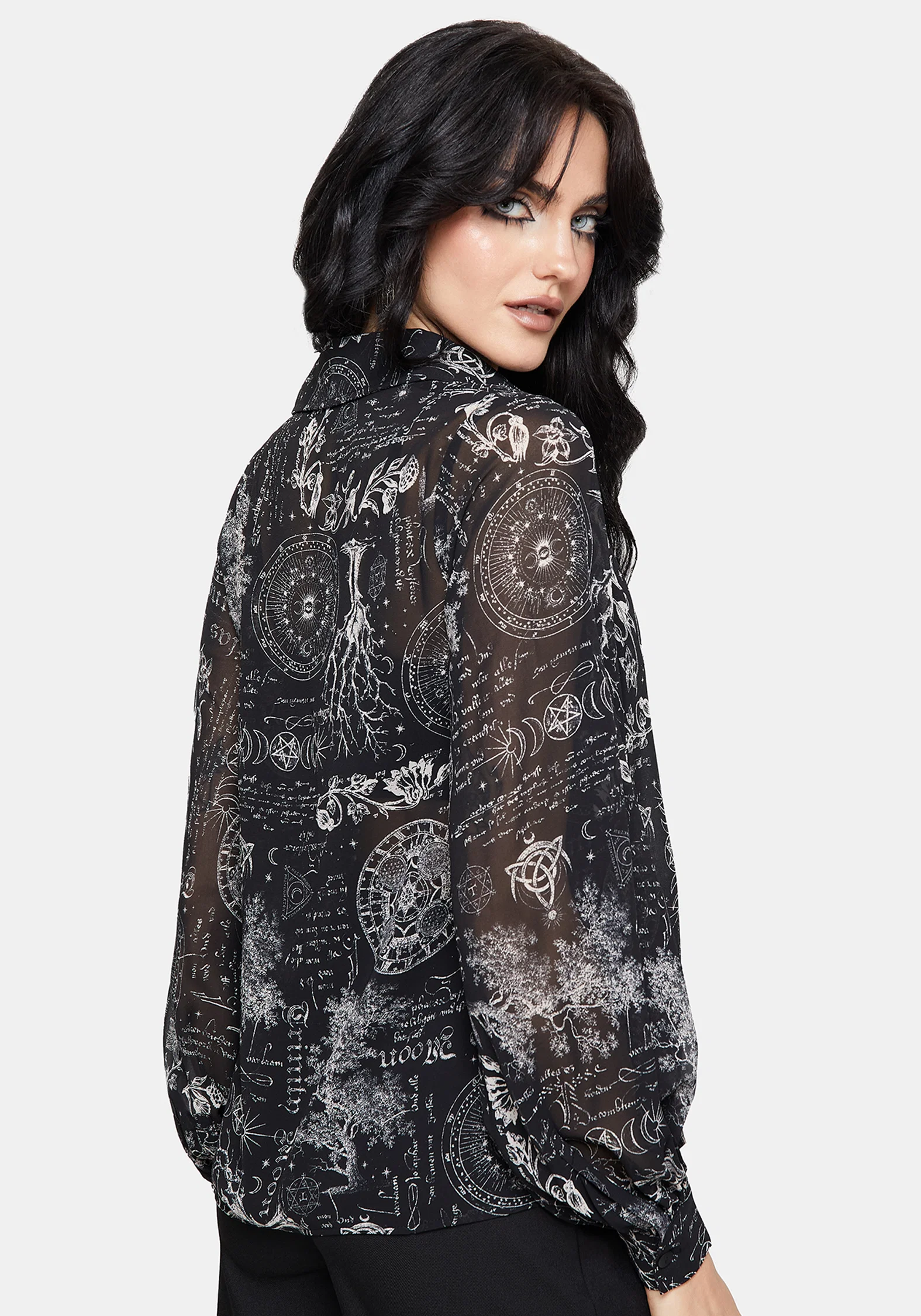 Trinity Moon Print Chiffon Shirt - Image 3