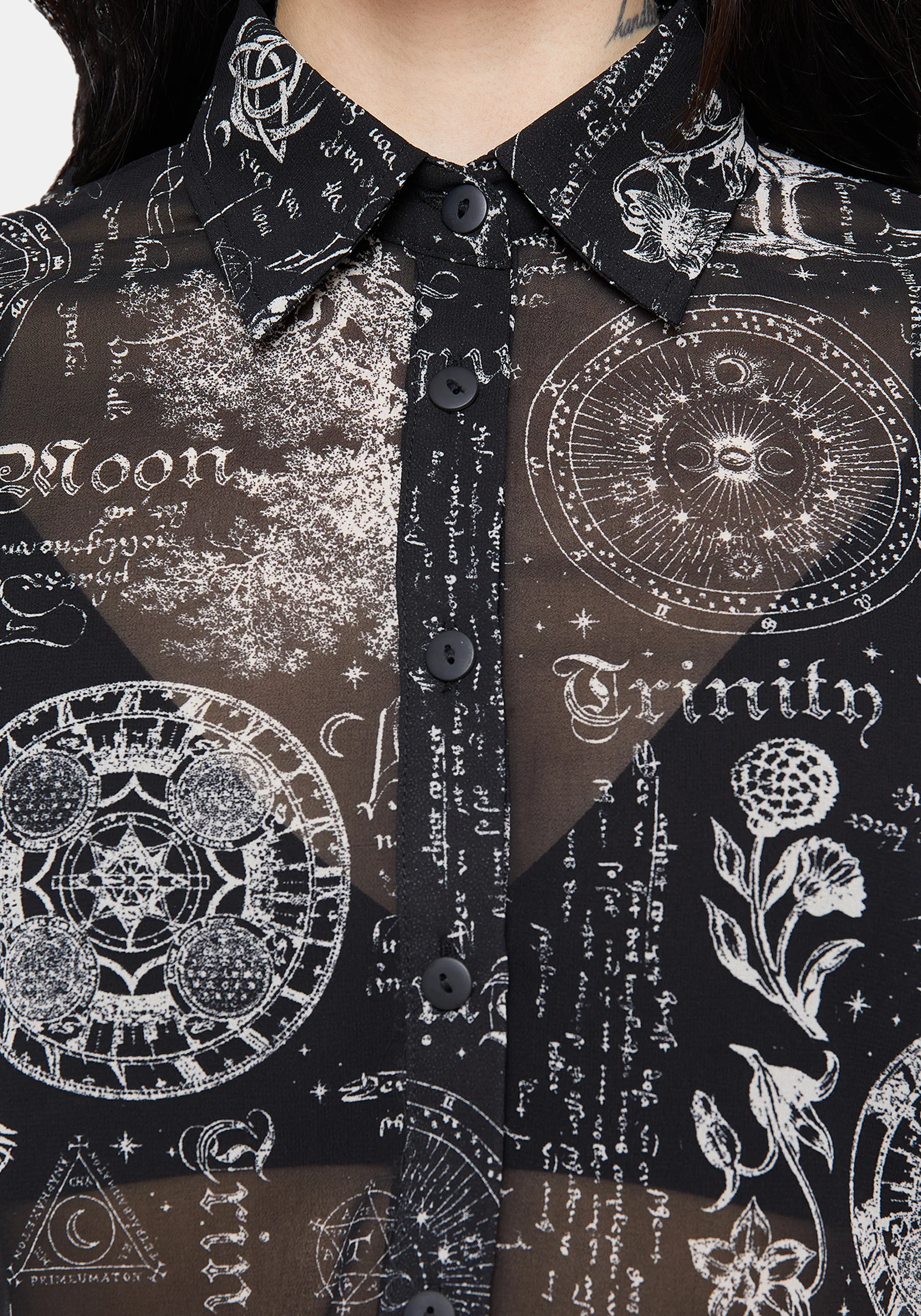 Trinity Moon Print Chiffon Shirt - Image 5