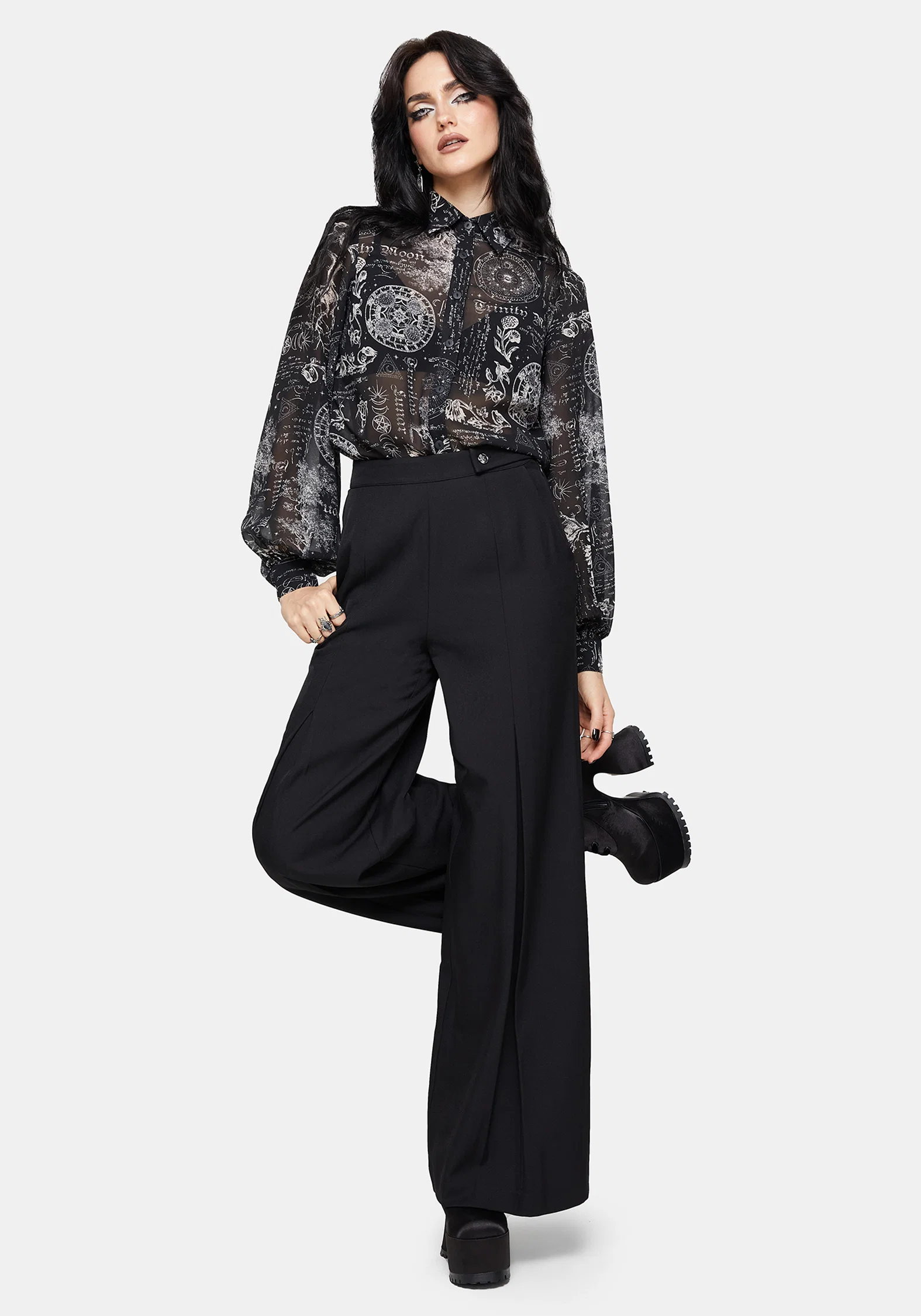 Trinity Moon Print Chiffon Shirt - Image 6