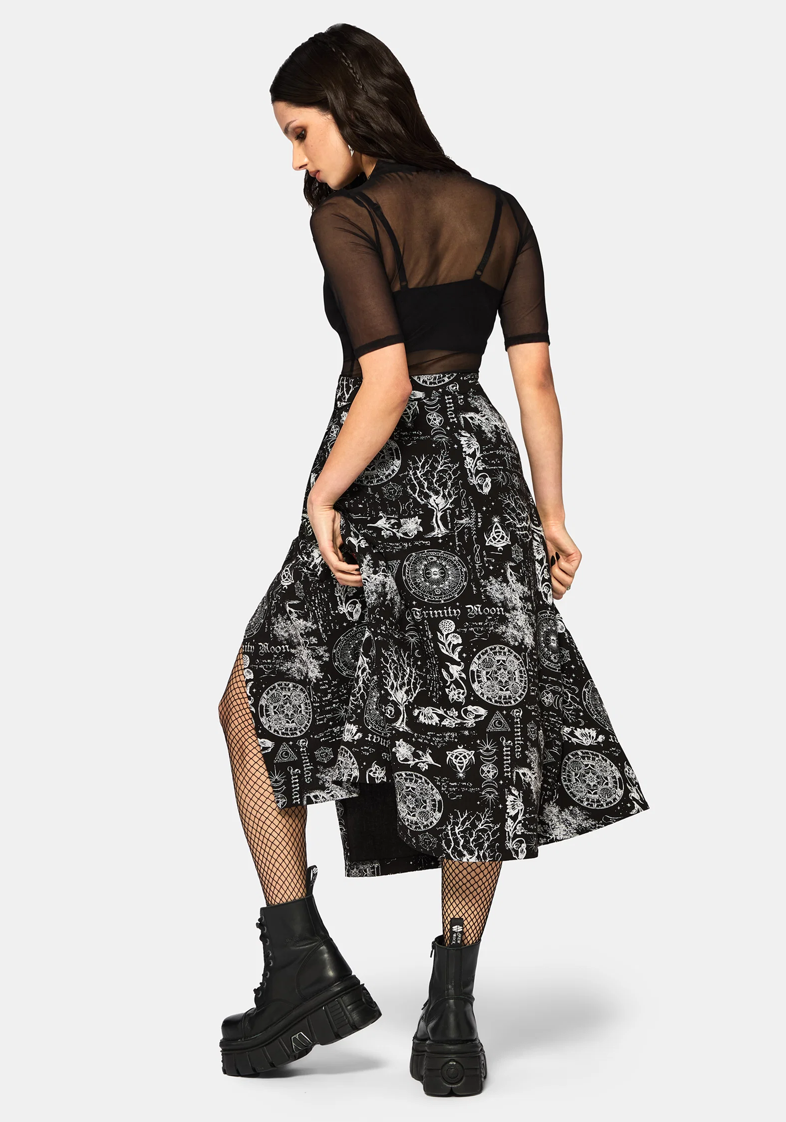 Trinity Moon Print Wrap Midi Skirt - Image 3