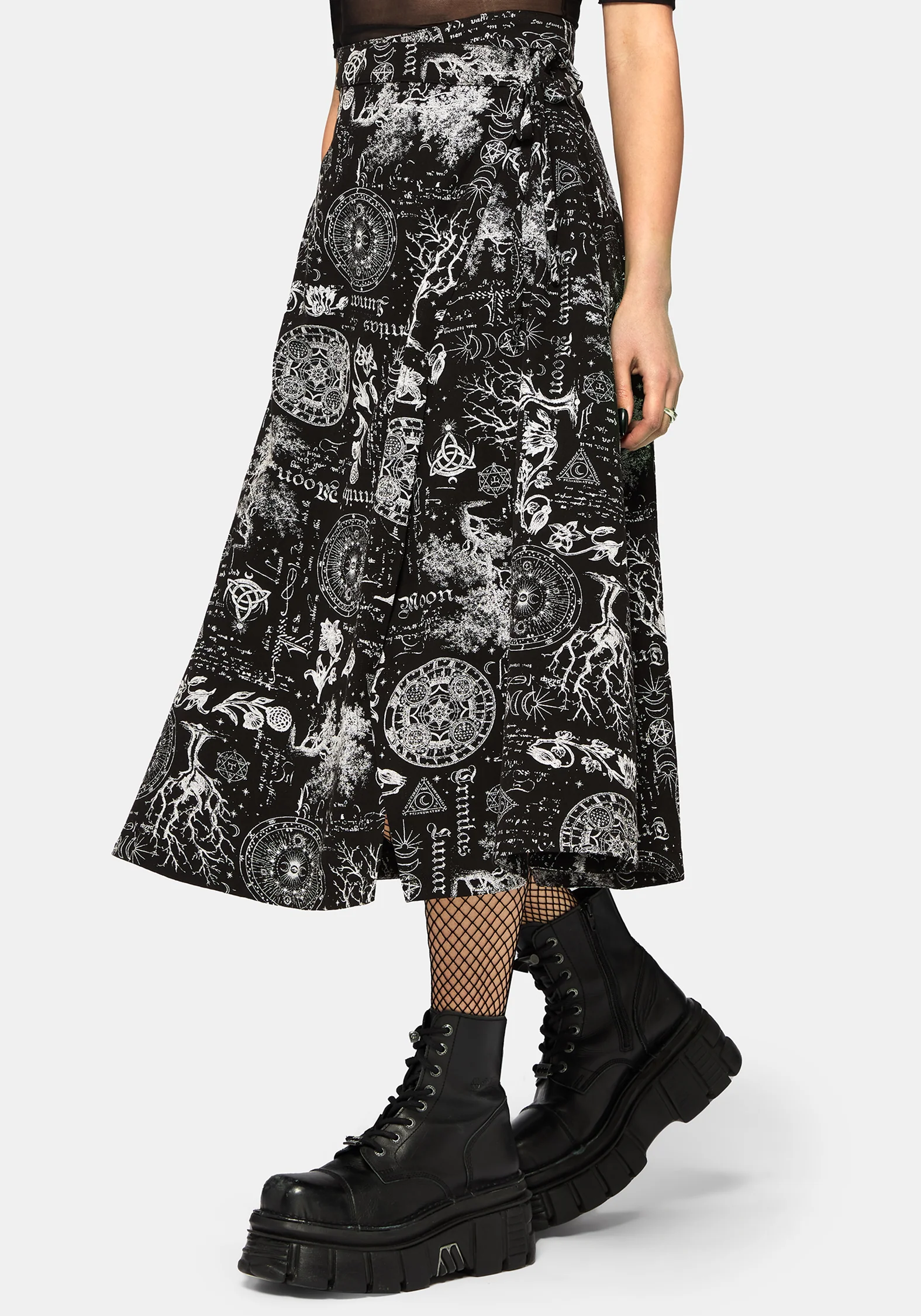Trinity Moon Print Wrap Midi Skirt - Image 4