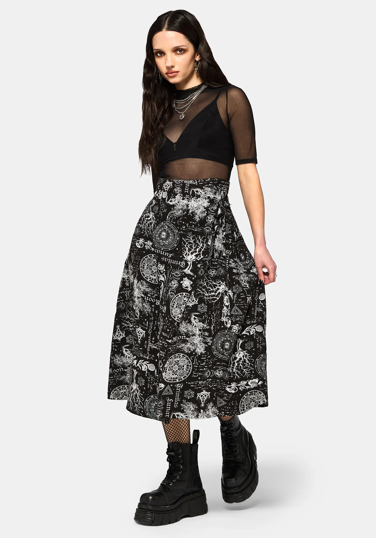 Trinity Moon Print Wrap Midi Skirt - Image 5