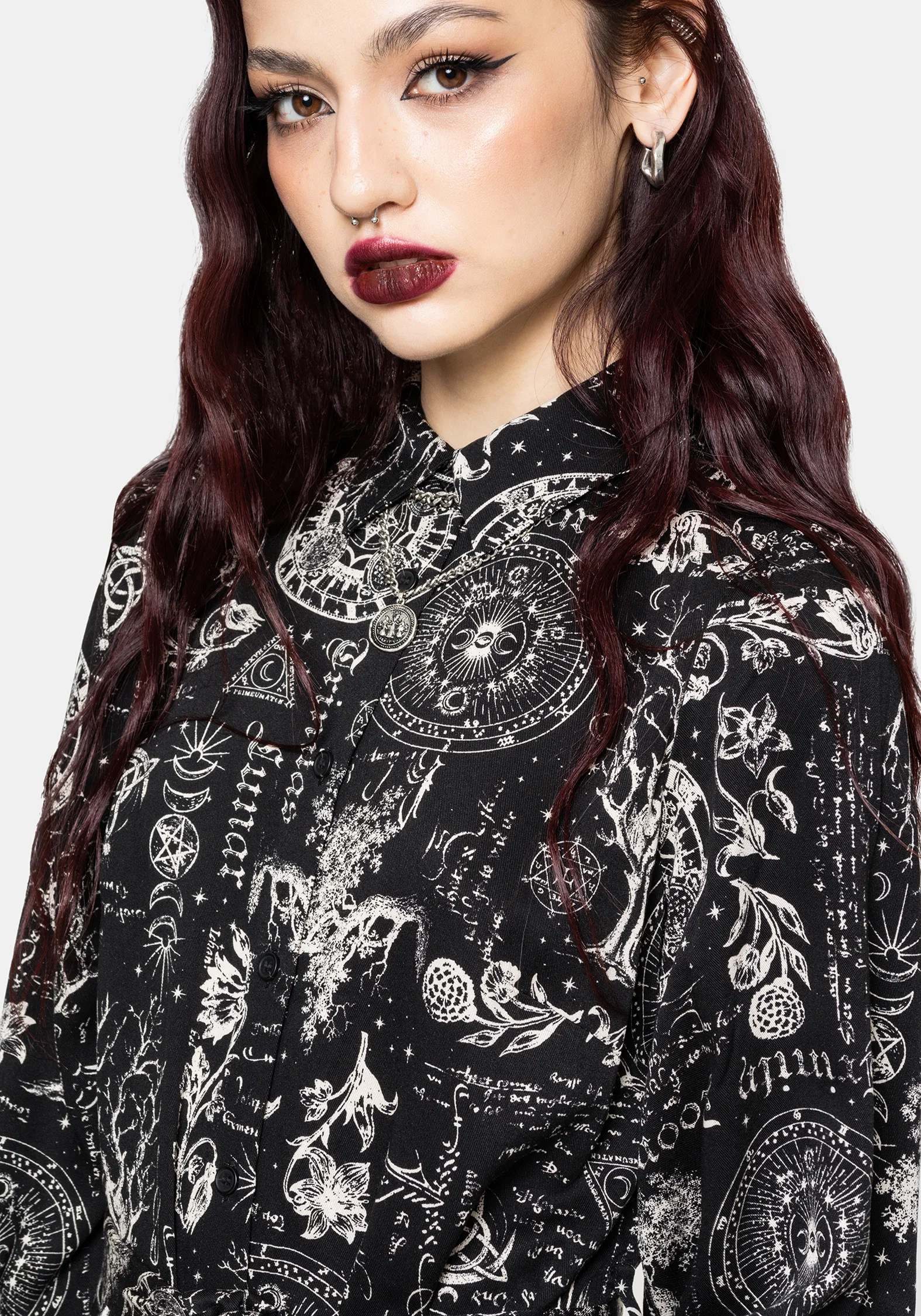 Trinity Moon Tiered Button Up Mini Shirt Dress - Image 2