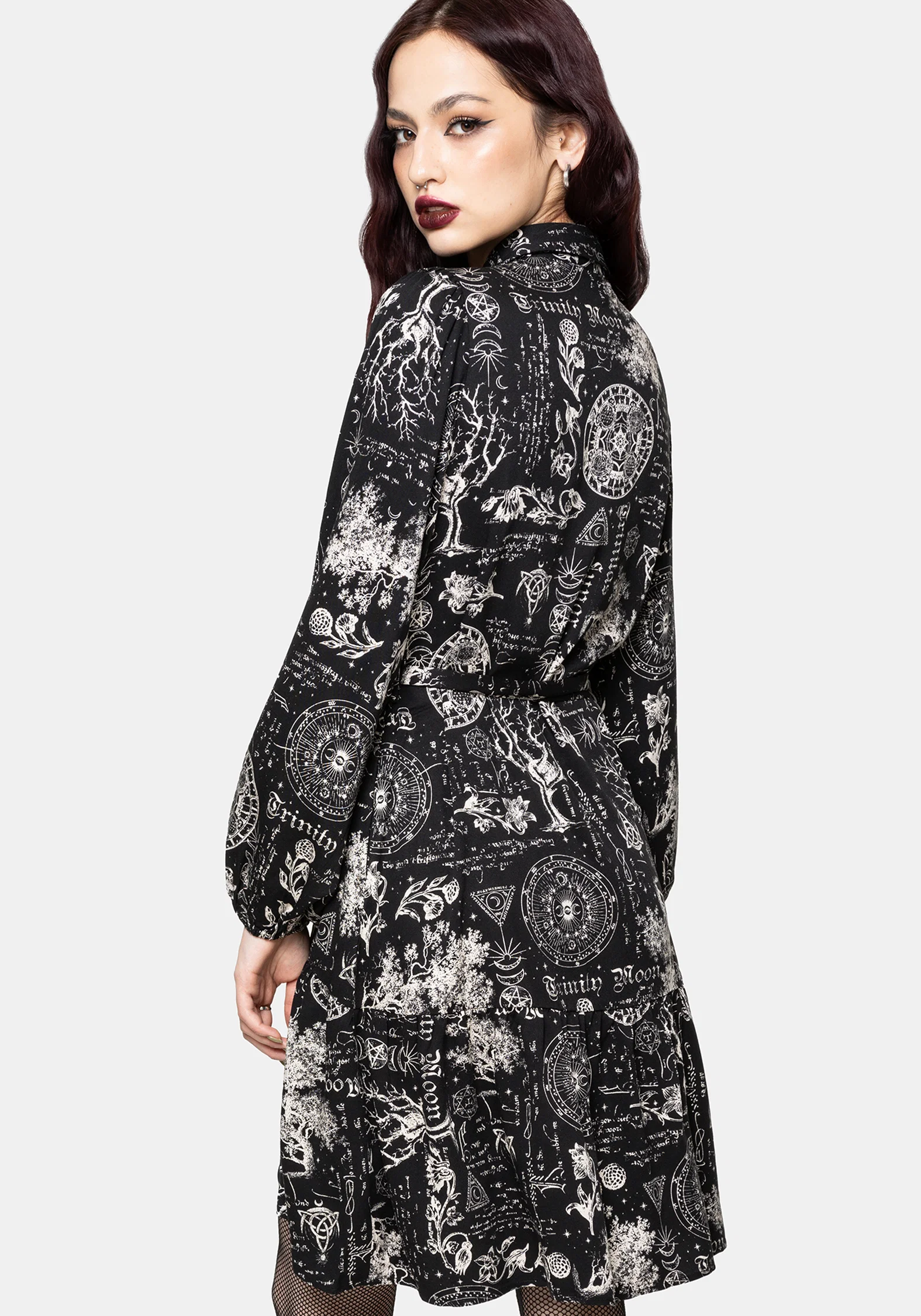 Trinity Moon Tiered Button Up Mini Shirt Dress - Image 3