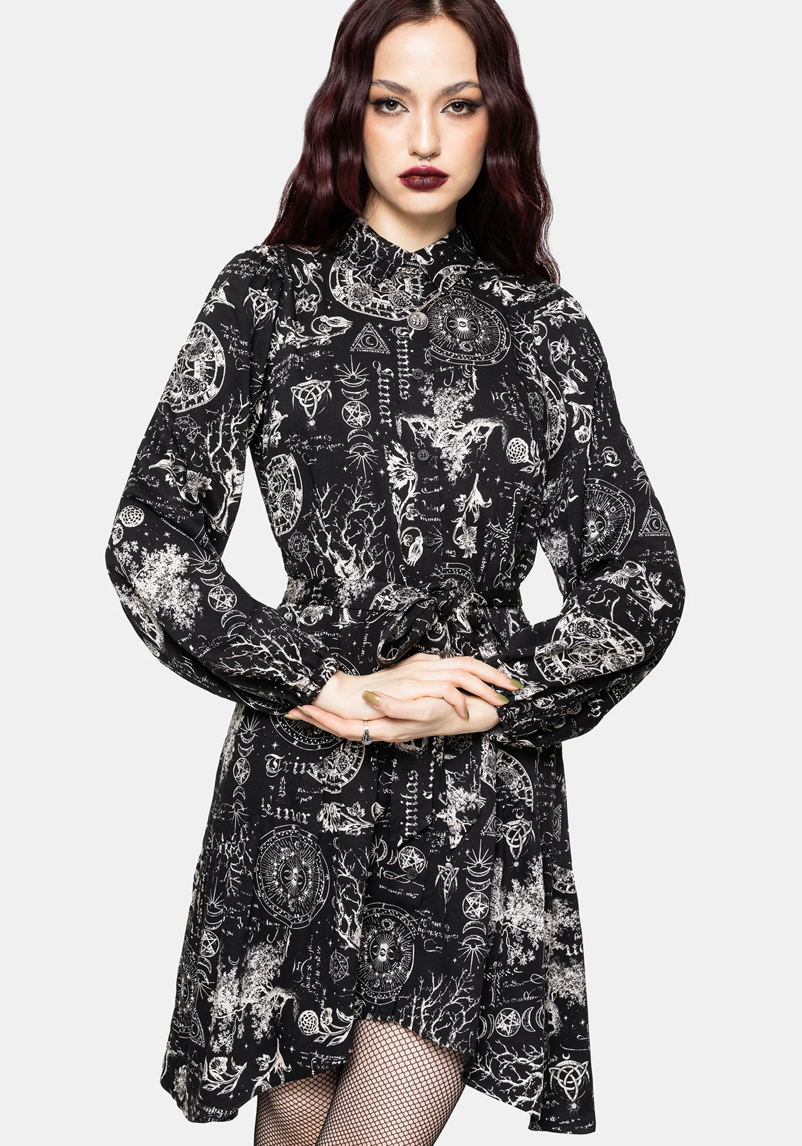 Trinity Moon Tiered Button Up Mini Shirt Dress - Image 4