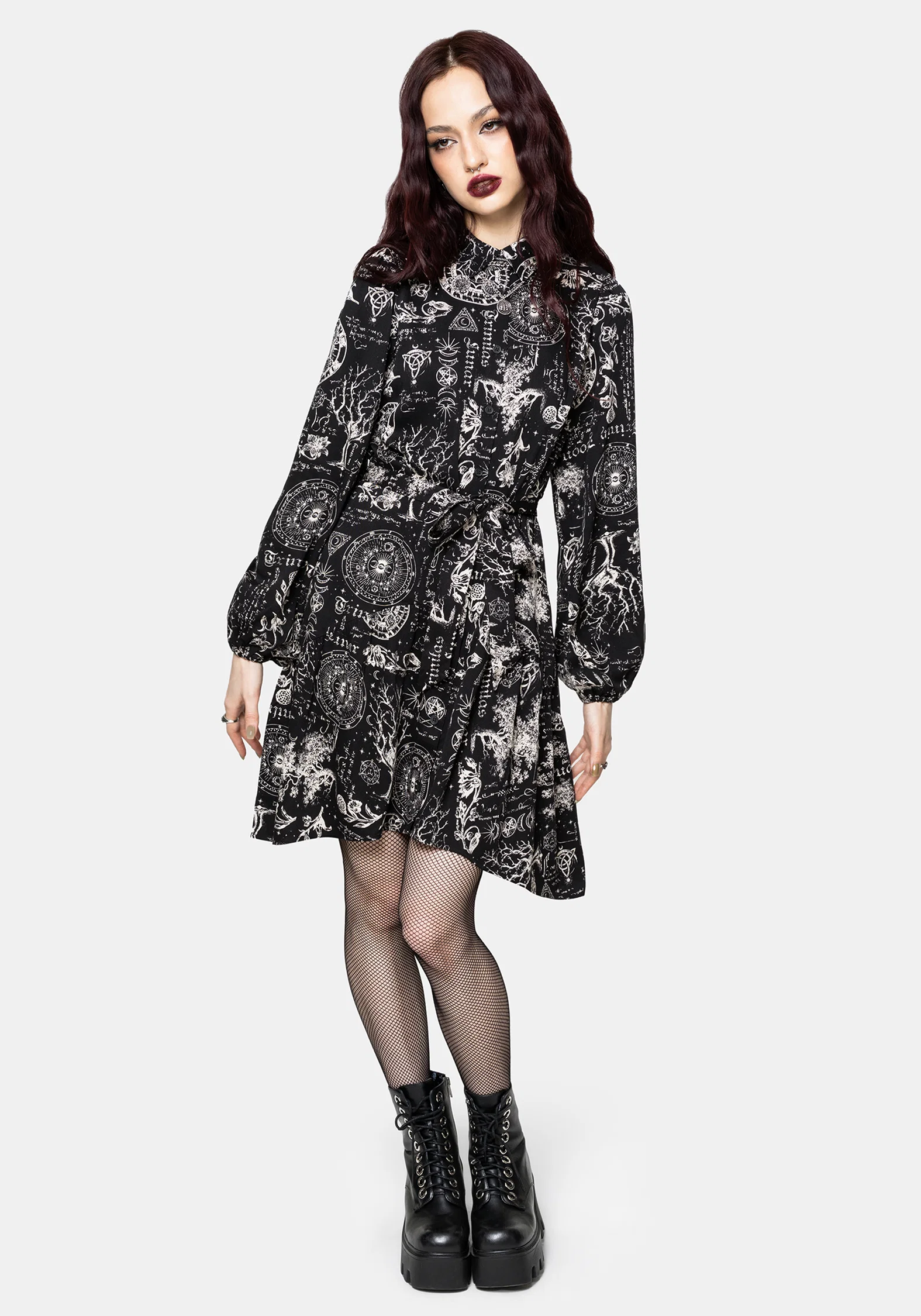 Trinity Moon Tiered Button Up Mini Shirt Dress - Image 5