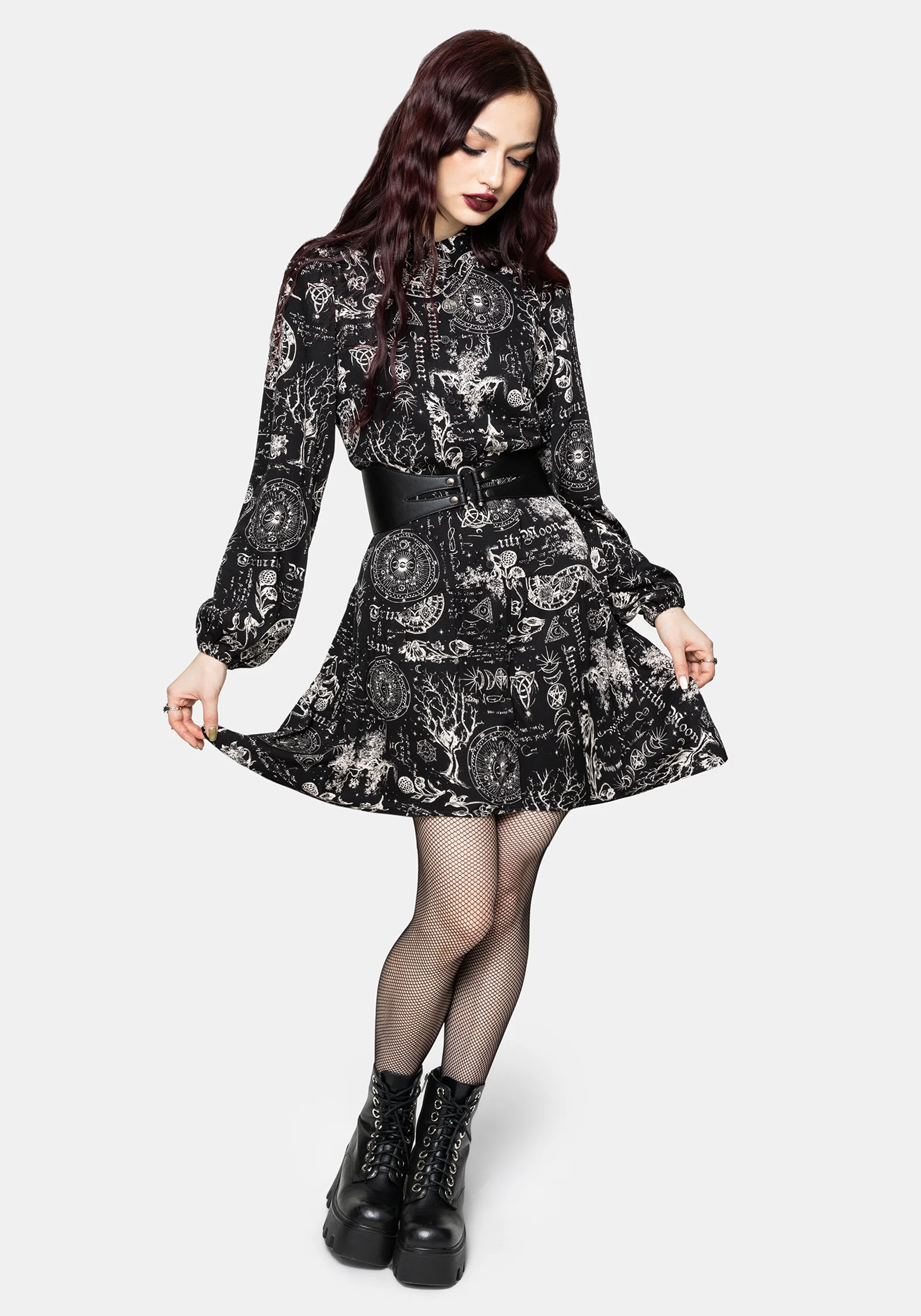 Trinity Moon Tiered Button Up Mini Shirt Dress - Image 7