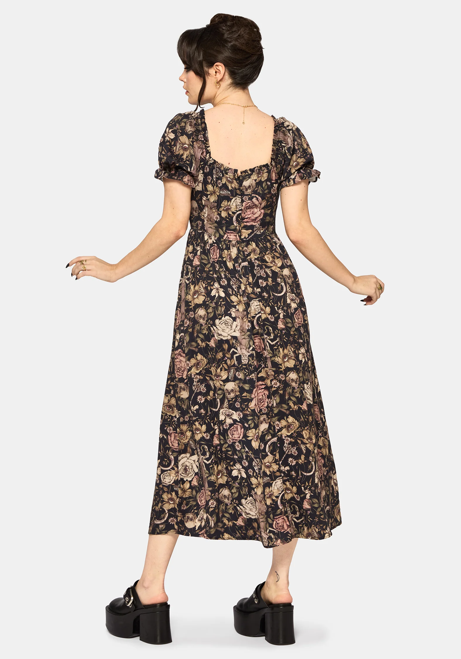 Triple Goddess Print Milkmaid Midi Dress - Image 3