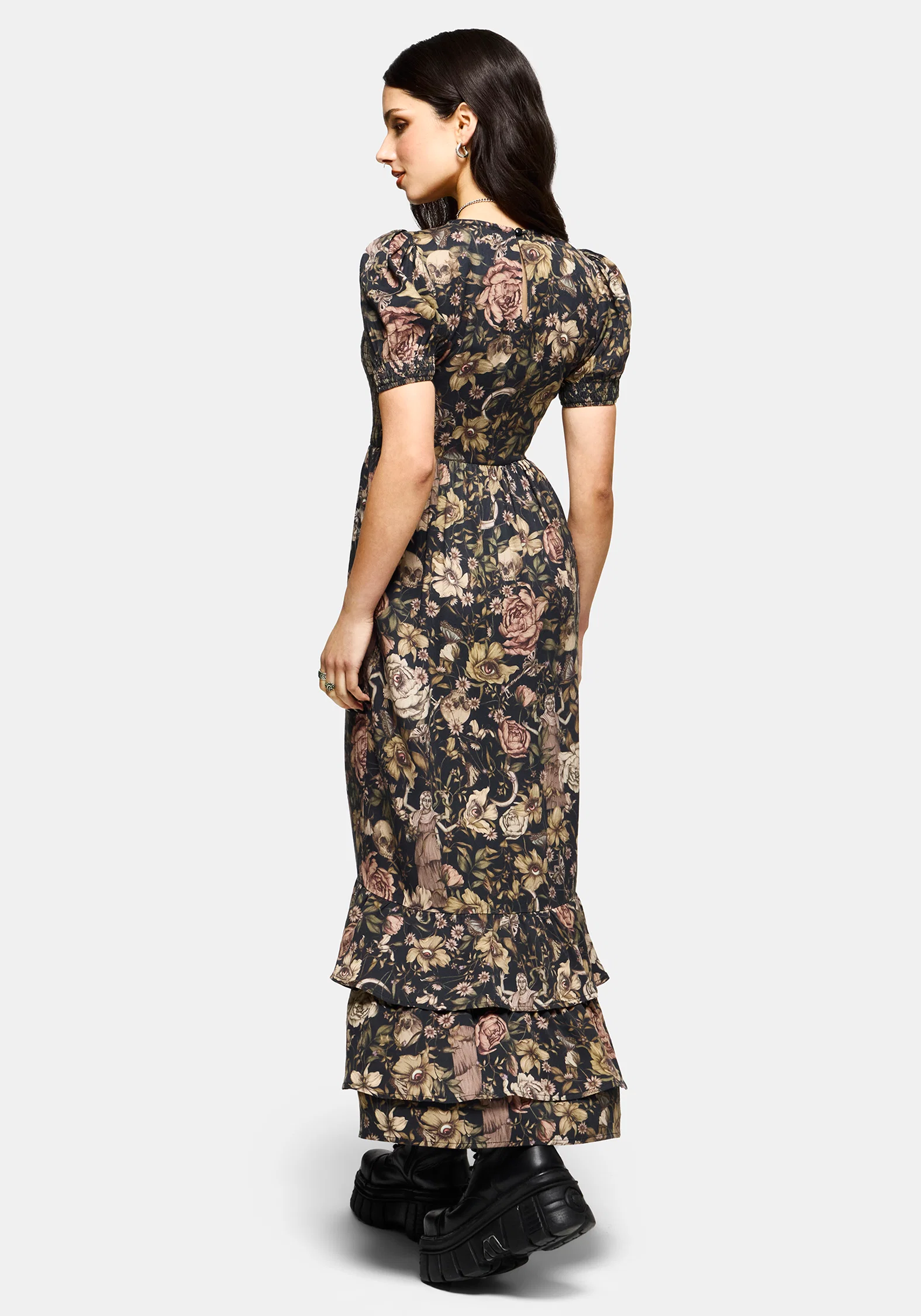 Triple Goddess Tiered Shirred Maxi Dress - Image 3