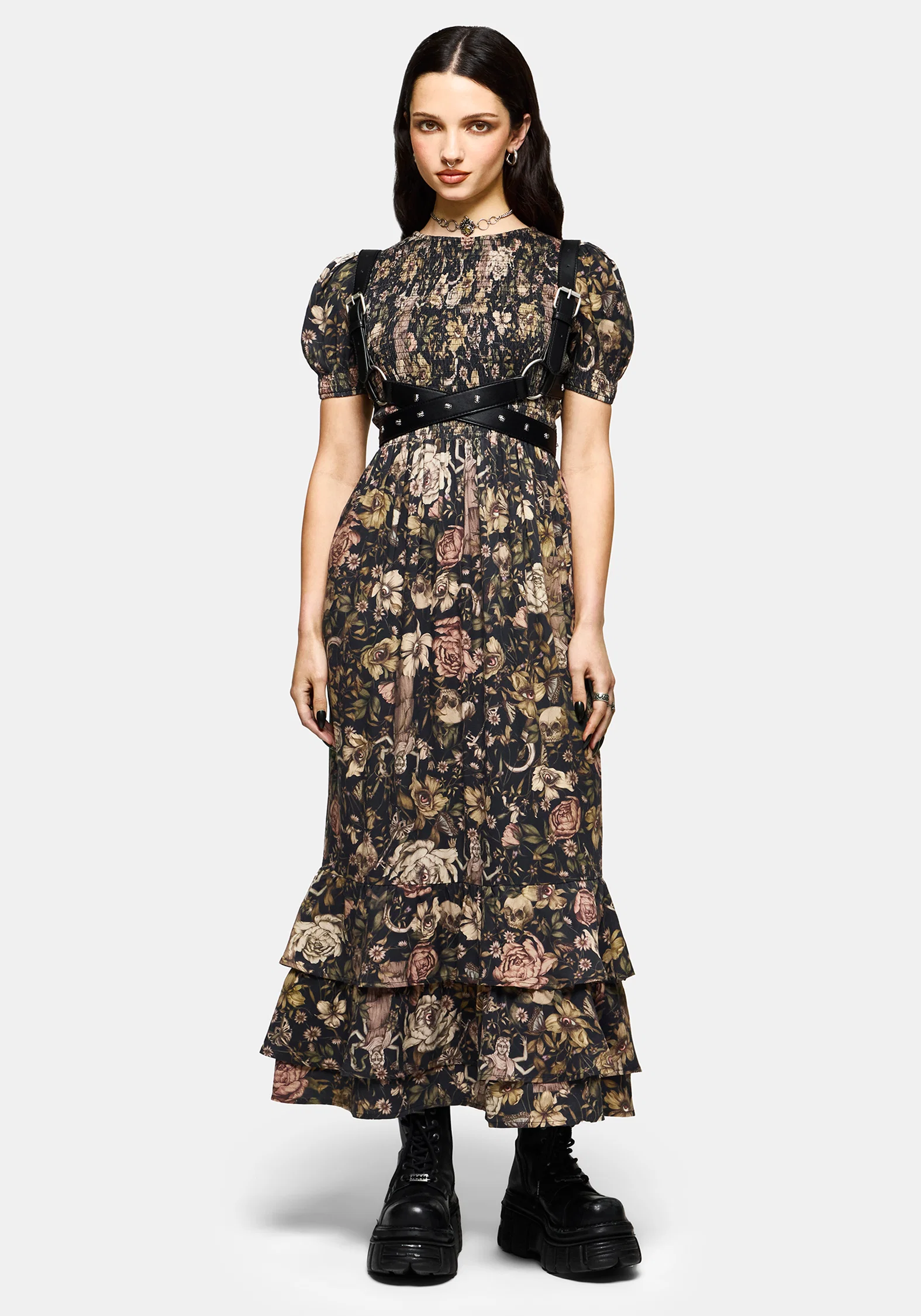 Triple Goddess Tiered Shirred Maxi Dress - Image 6