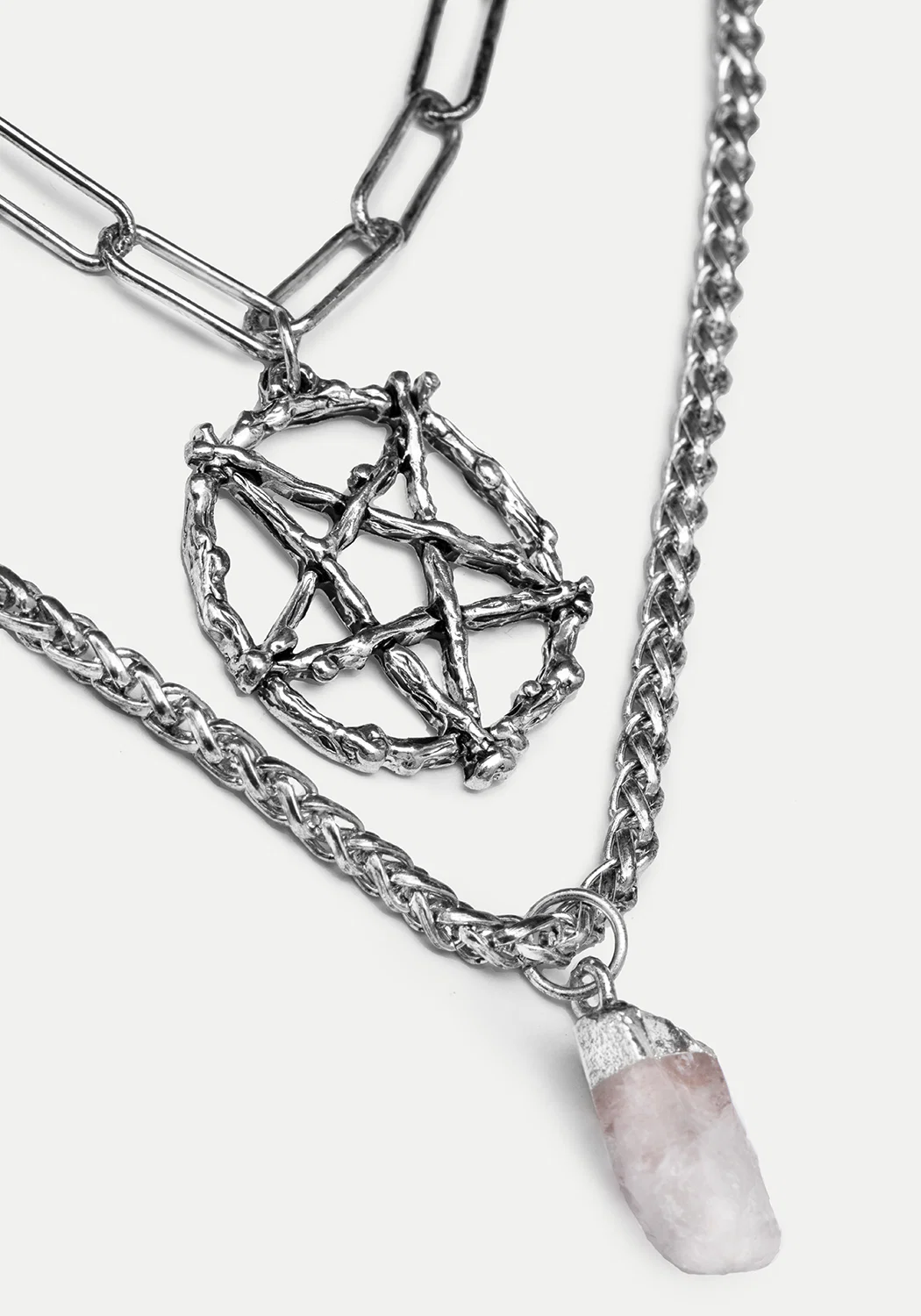 Triune 3 Layered Necklace Pentagram and Crystal - Image 7