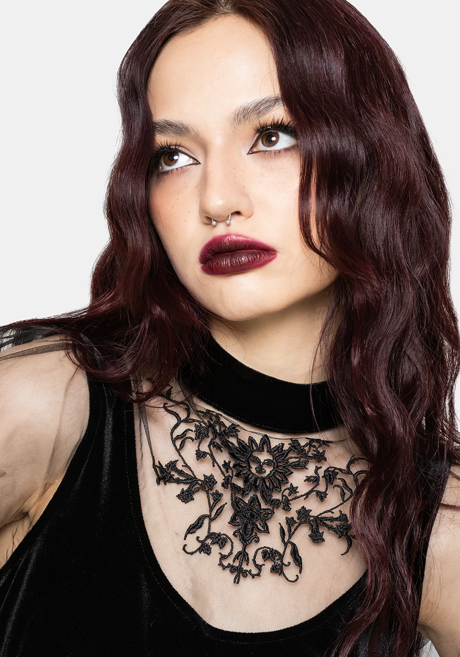 Trixie Velour Mesh Embroidered Mini Smock Dress - Image 2