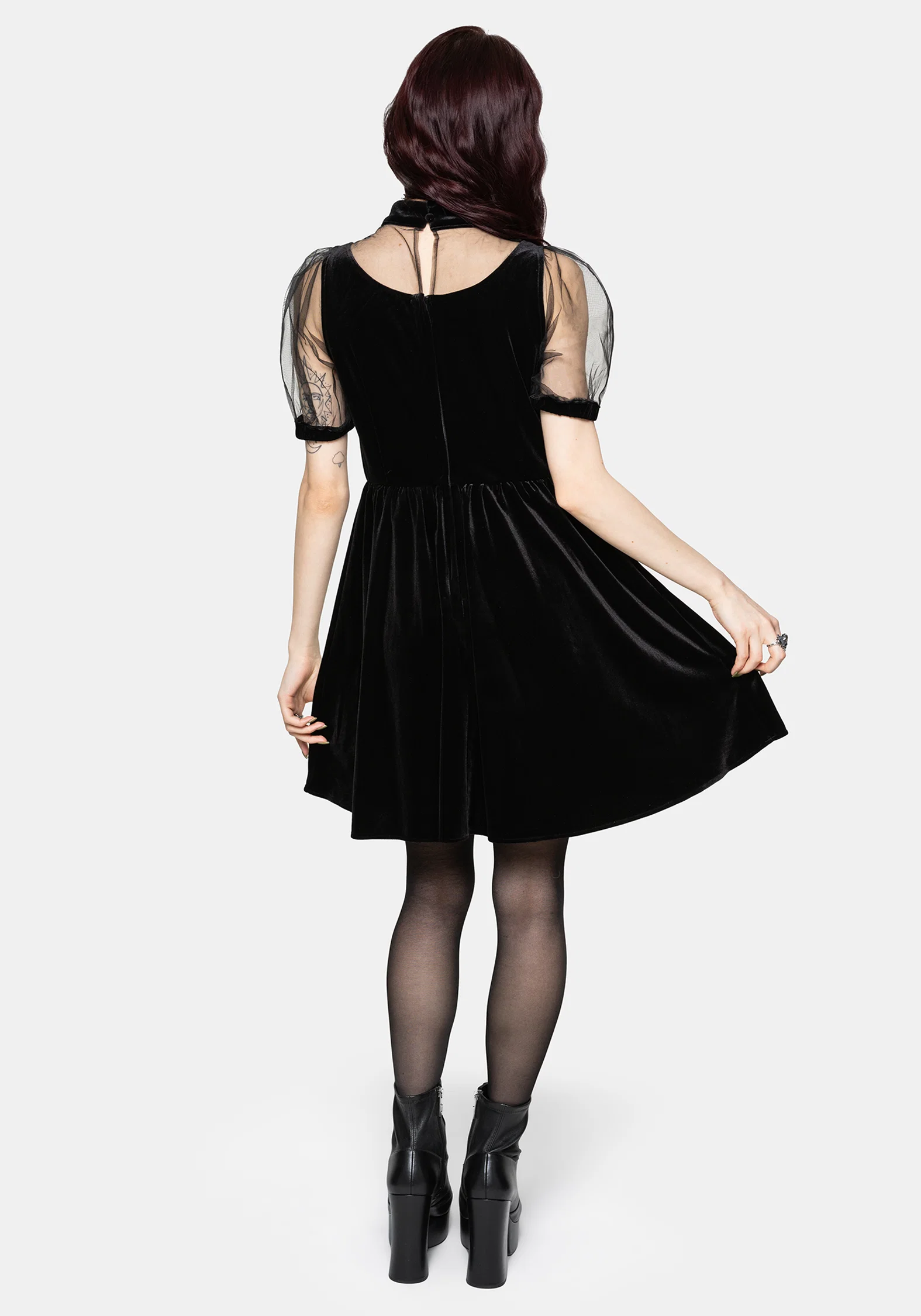 Trixie Velour Mesh Embroidered Mini Smock Dress - Image 3