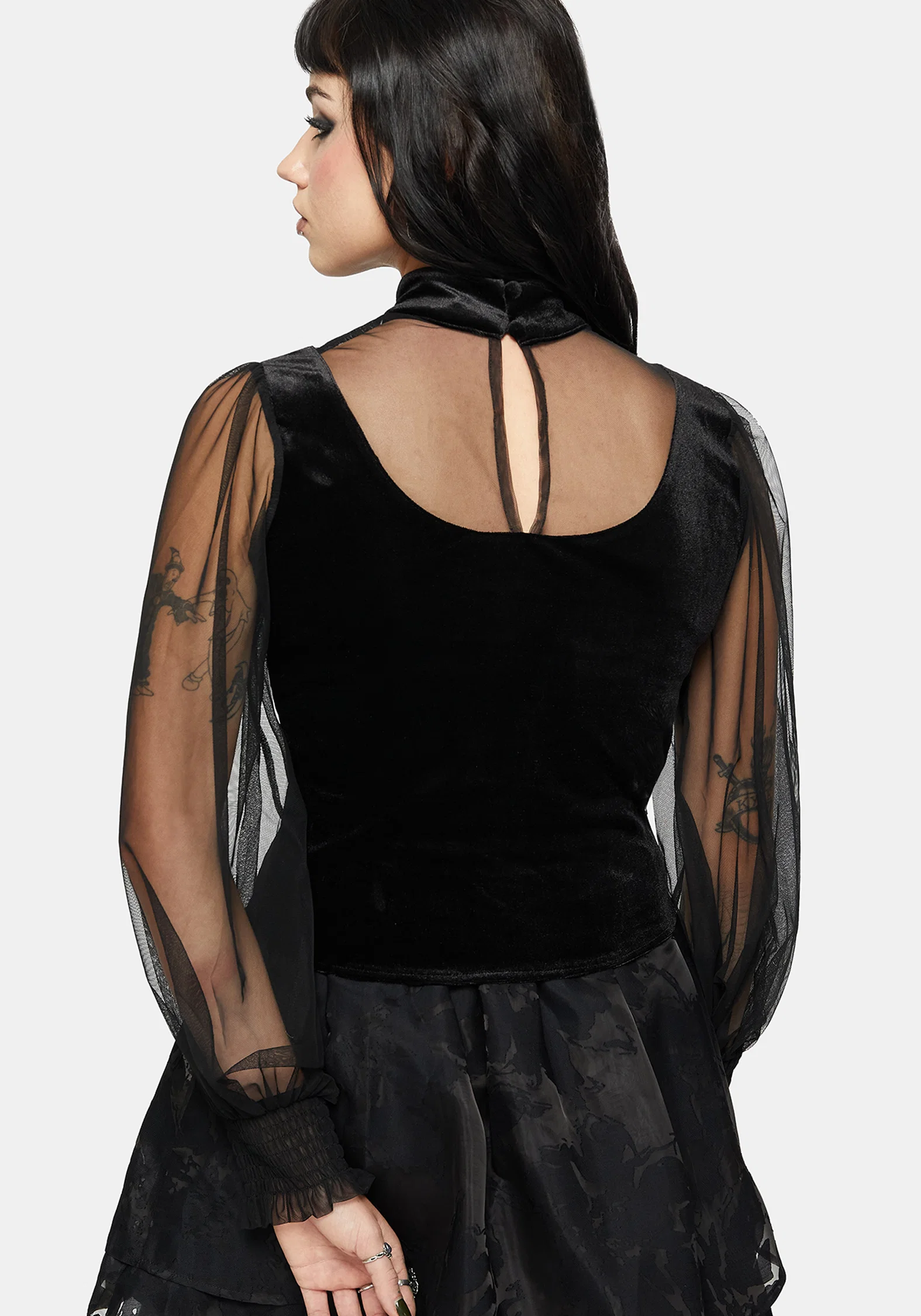 Trixie Velvet Embroidered Long Sleeve Funnel Top - Image 3