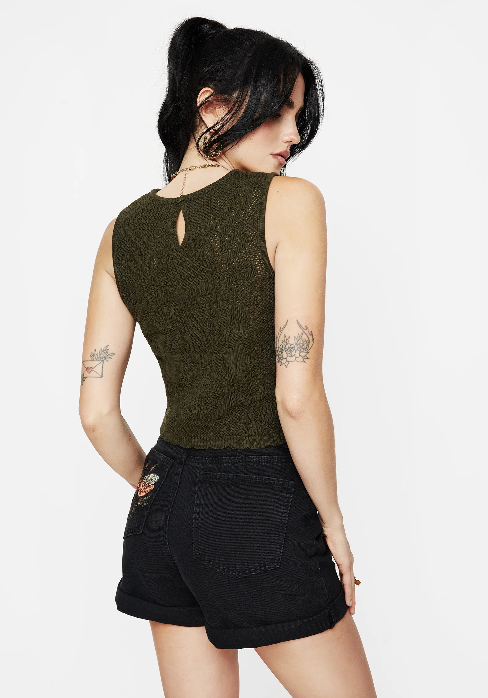 Tulip Jacquard Knit Crop Top - Image 3