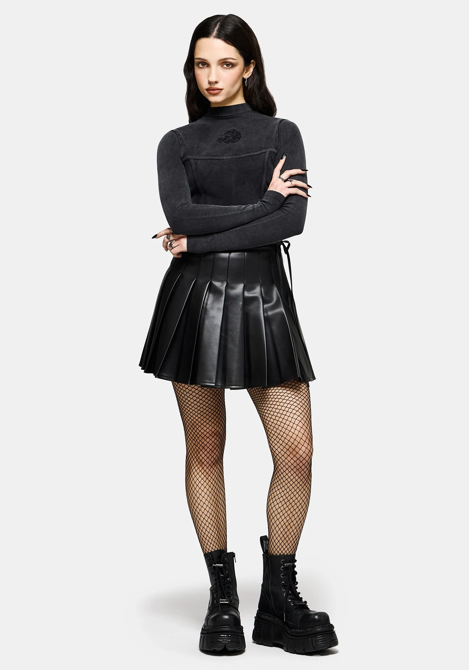 Uma Embroidered Seamed Ribbed Long Sleeved Top - Image 4