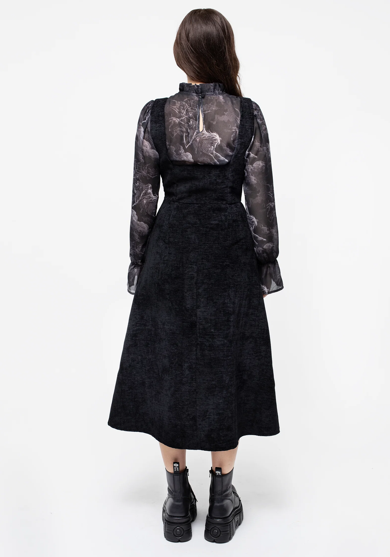 Valar Lace Up Midi Pinafore Dress - Image 3